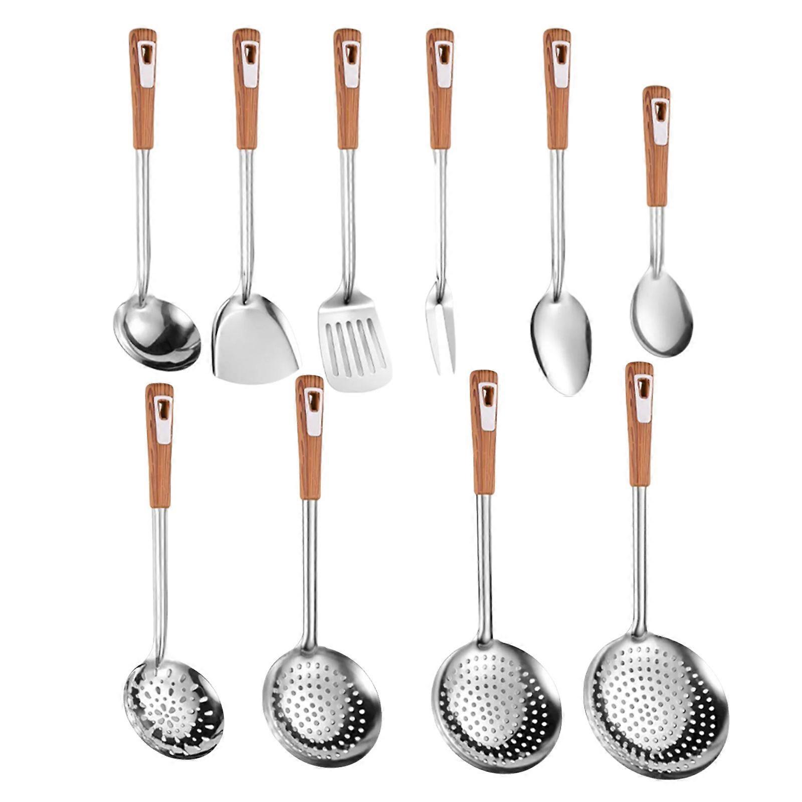 Set di 10 utensili da cucina professionali 201 in acciaio inossidabile accessori da cucina multiuso utensili da cucina per cucinare