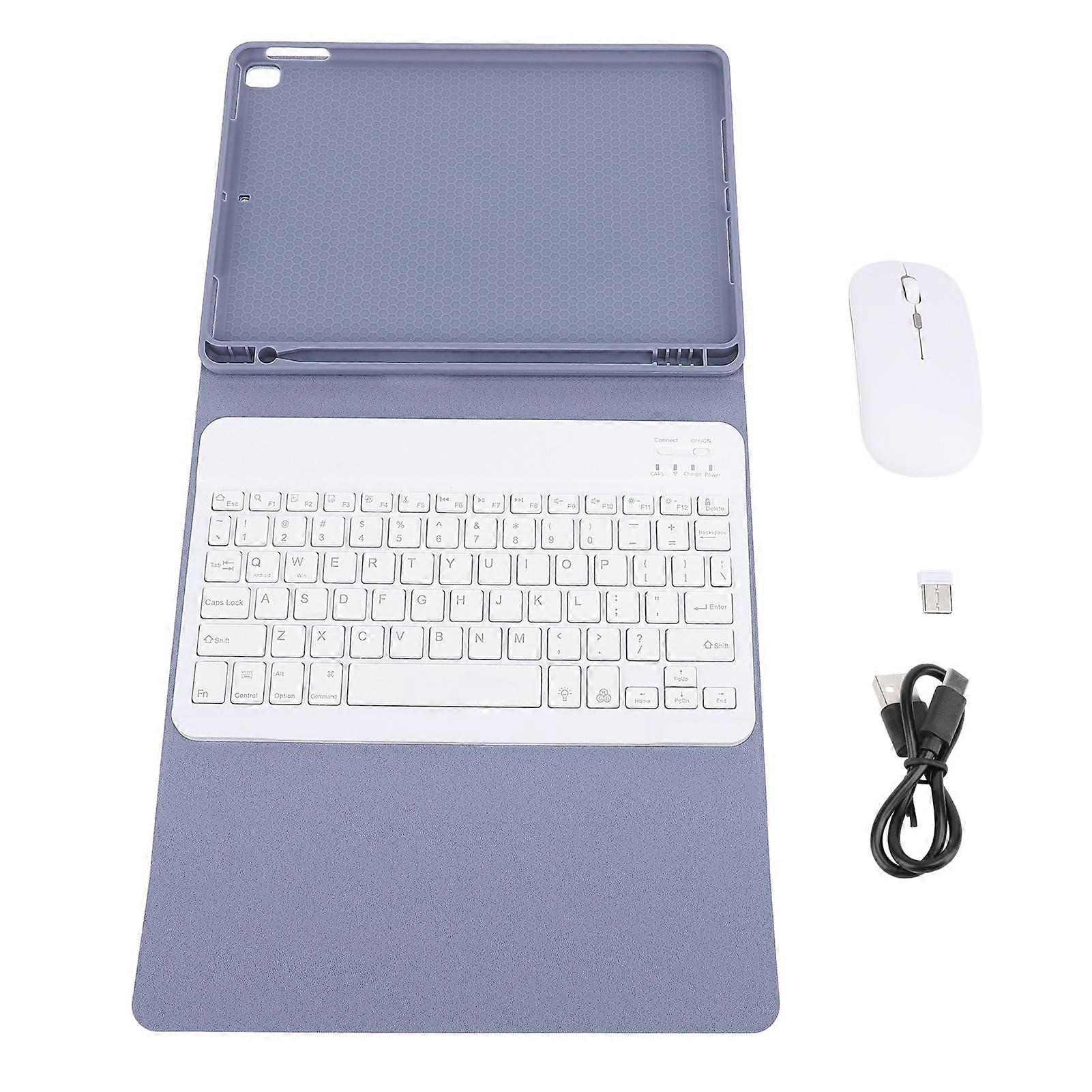 Wireless Keyboard Case with Mouse Set PU Leather RGB Backlit for Air3 Pro 10.5 Inch Purple