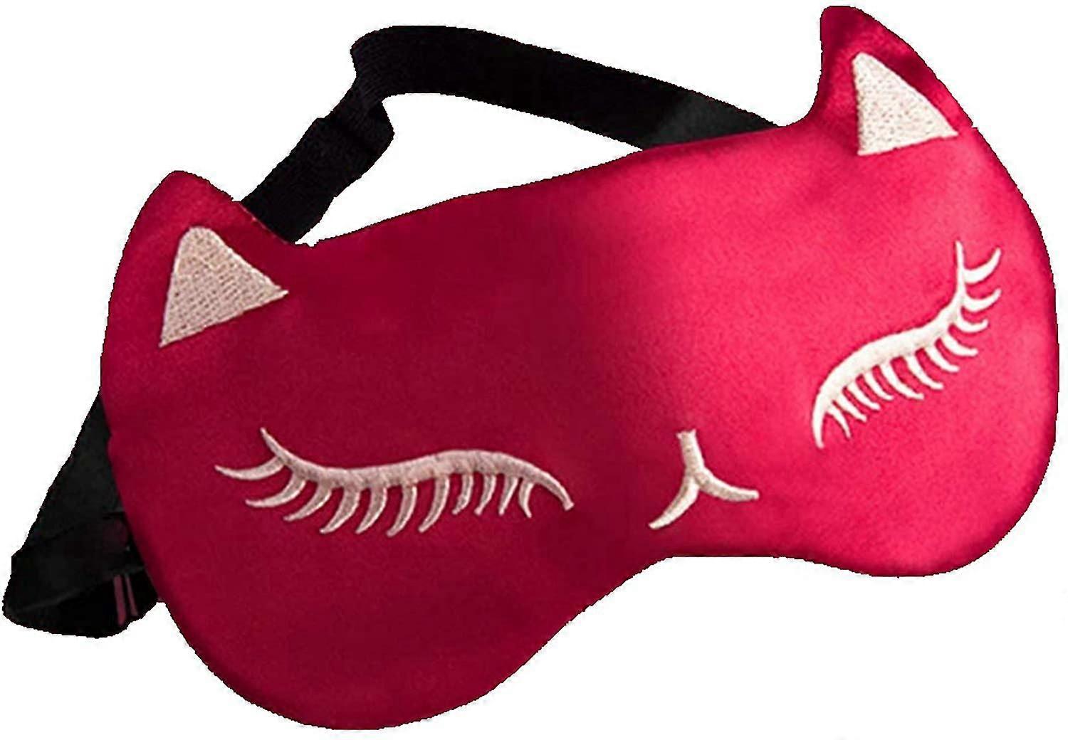 Sleep Mask & BlindfoldSuper-Smooth Eye mask for Sleepingwith Adjustable StrapSuitable for Travel, nap, Night Sleep(03#Red cat)