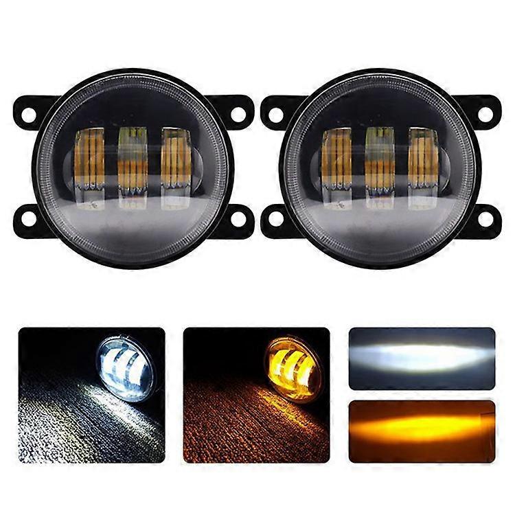 2Pcs for Wrangler / CJ-5 / CJ-7 / CJ-8 SUV LED Fog Light White+Yellow Two Color Headlight Modified Front Fog Lamp