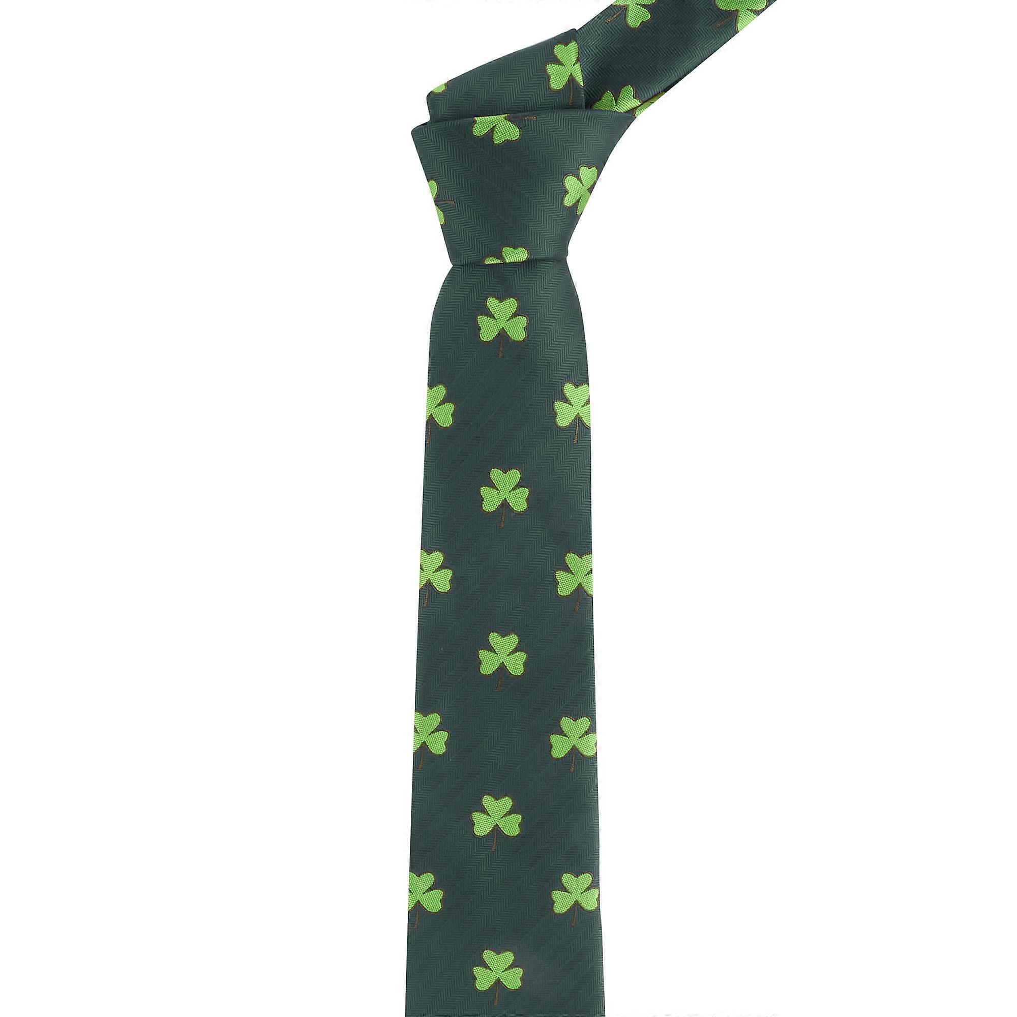 Dark Green Shamrock Herringbone Tie