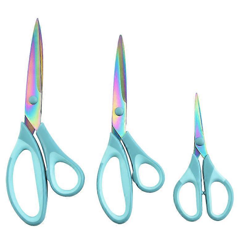 Scissors, Sharp Titanium Blades, Soft Grip Handle, Multi-Purpose Scissors Set of 3 Suitable for Families, Office, and School Use(3pcs, blue)