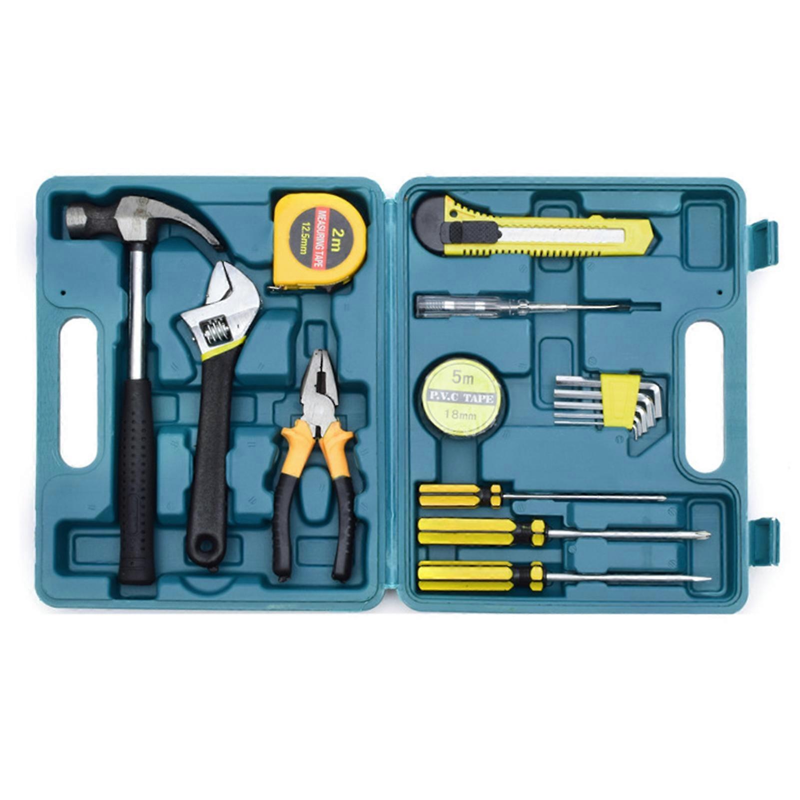 16-piece large household hardware hand tool set suitable for home maintenance and vehicle emergencies