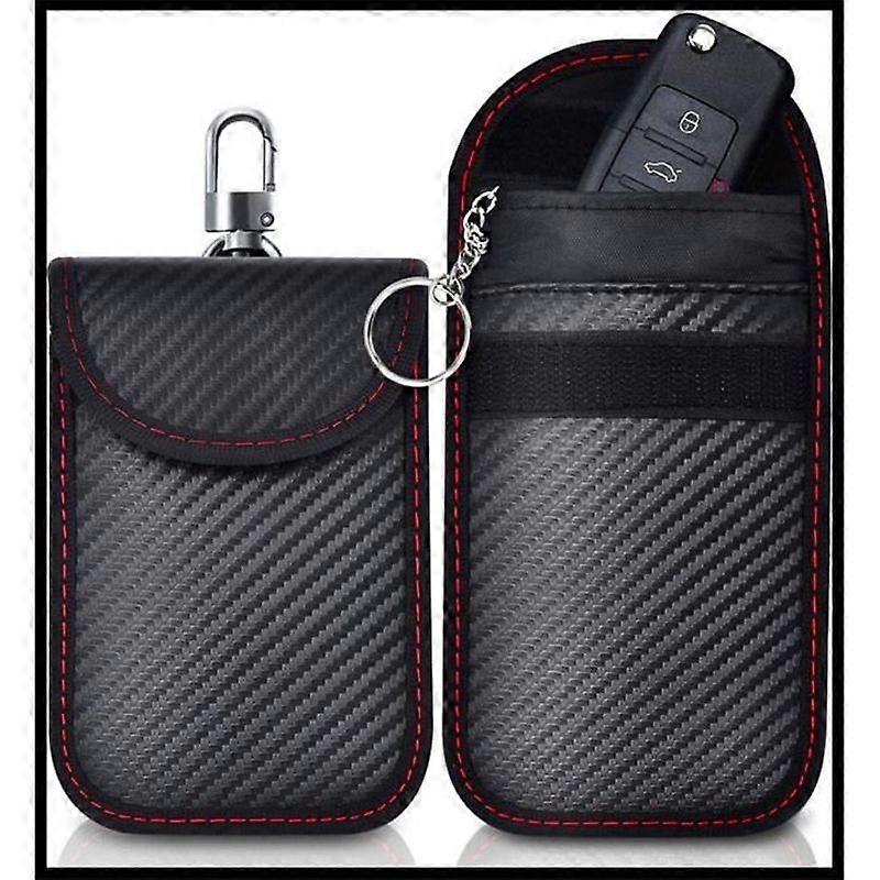 2 Pack RFID Signal Blocking Bag for Car Key Carbon Fiber Anti-RFID Shielding Cover