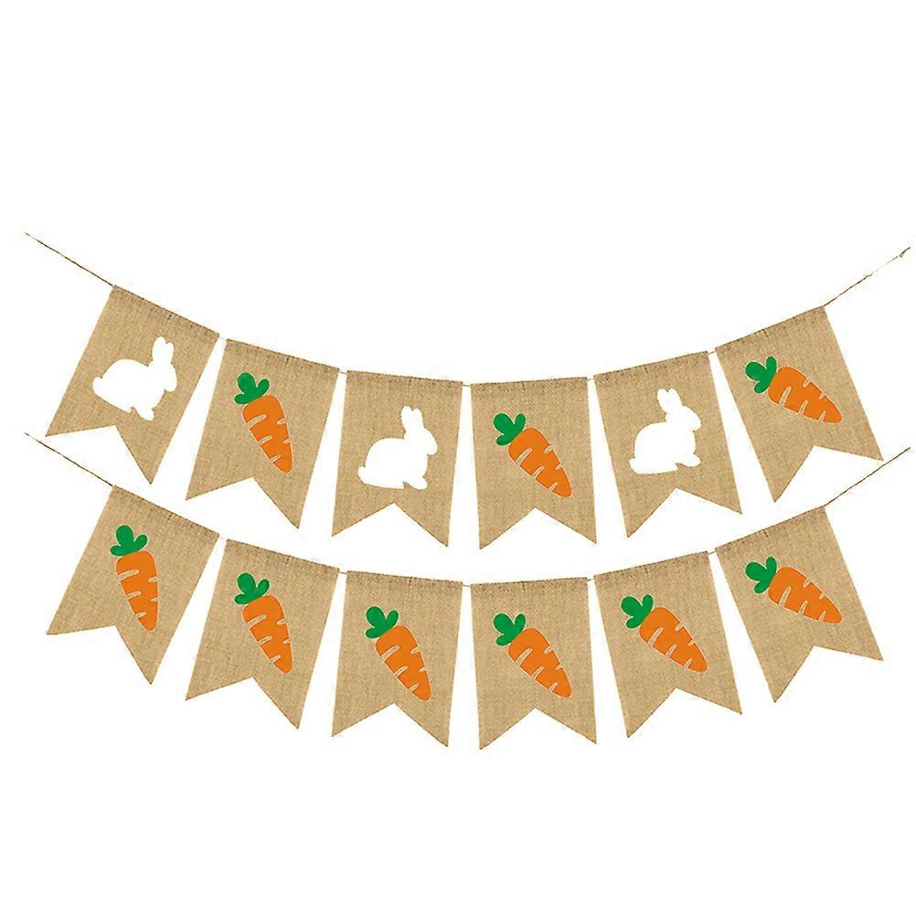 Linen Buntings Easter Party Decorations Khaki 18x13cm Rectangle Shape For Party Hosts 2Pcs