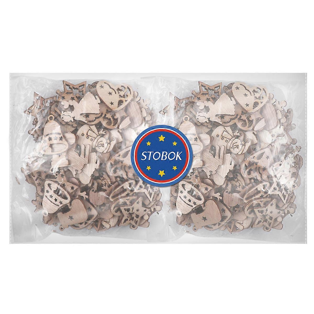 شماعات الحلي STOBOK قطع خشبية معلقة العلامات الطبيعية نمط خشبي مختلف الأحزاب حقيبة سيارة محفظة 200 قطعة