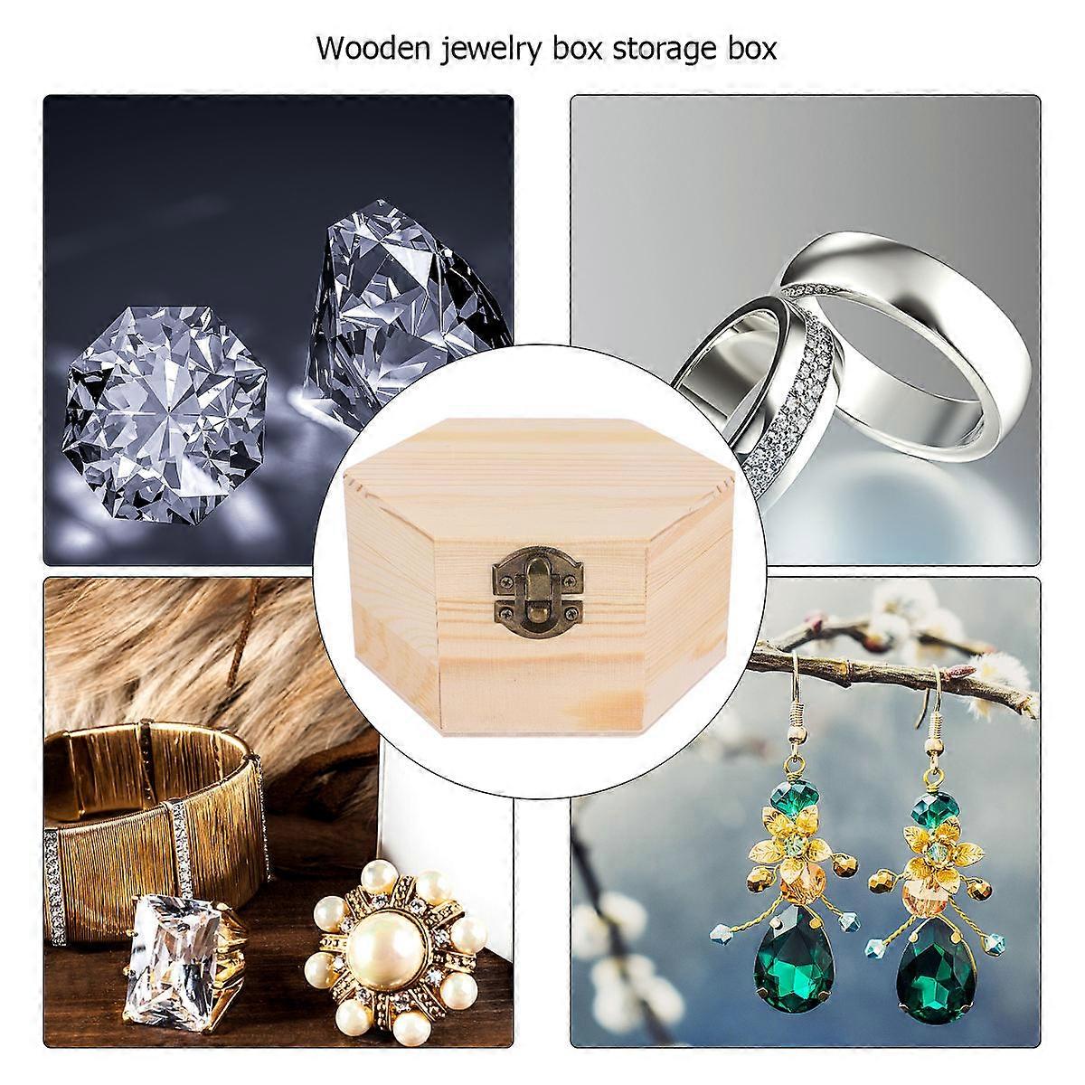 קופסת אחסון תכשיטי עץ בעבודת יד מארז תכשיטים לעגילים טבעות וחרוזים מיכל קומפקטי לארגון אביזרים