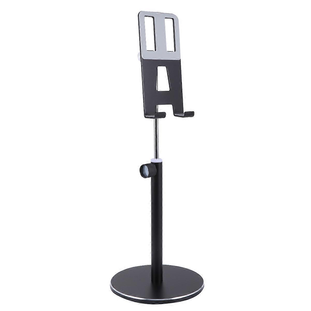 Adjustable Height Aluminum Alloy Phone Holder Desktop Stand with Non Slip Silicone Pad and Rotating Design for Tablets and Smartphones, Black