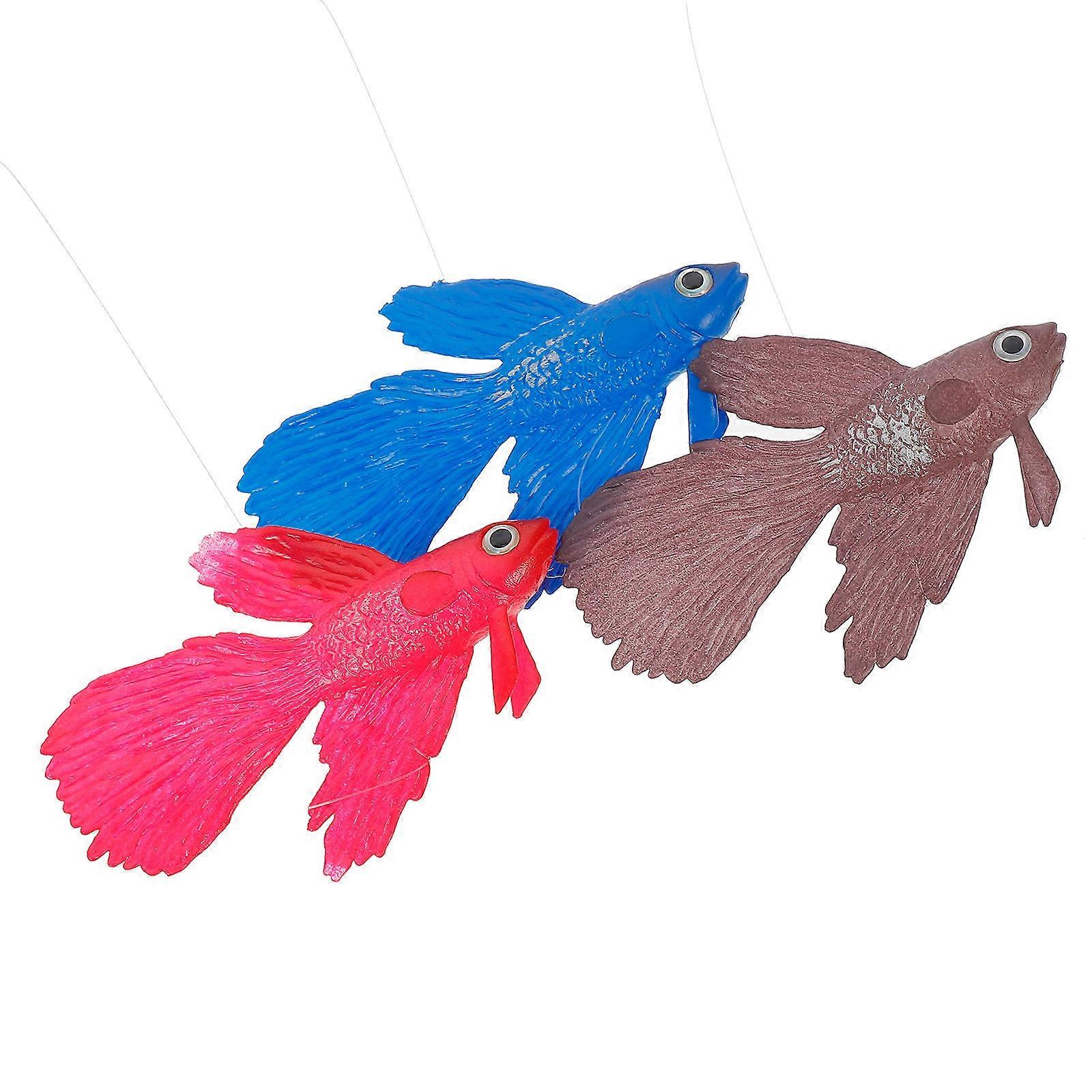 Artificial Fish Silicone Aquarium Decoration for 3Pcs Colorful Simulation Fish