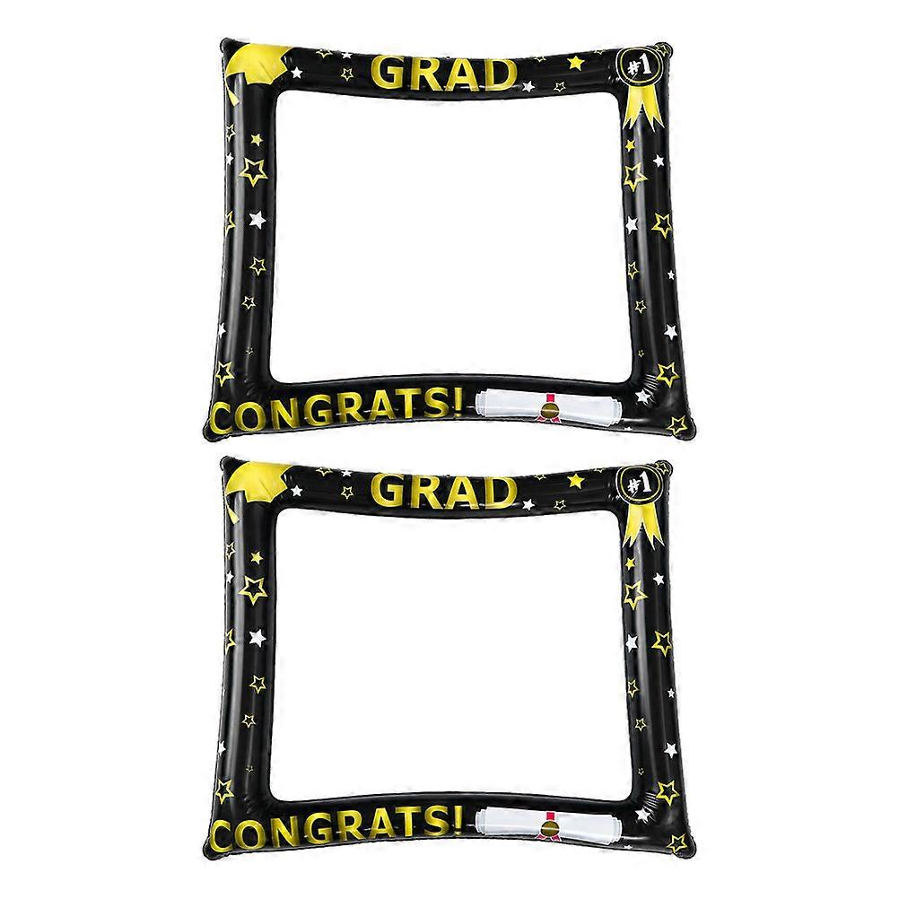 Inflatable Photo Frame Graduation Party Prop Square Black 73x63x0.1cm Photo Booth Accessory 2Set