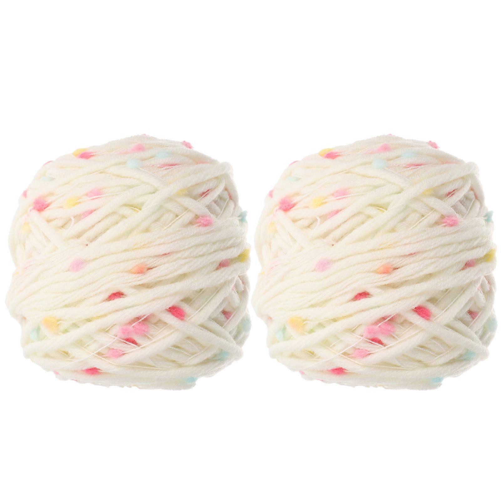Supple Crochet Yarns Multi Function Knitting Yarns Convenient Crocheting Yarns White Round Balls 2 Rolls