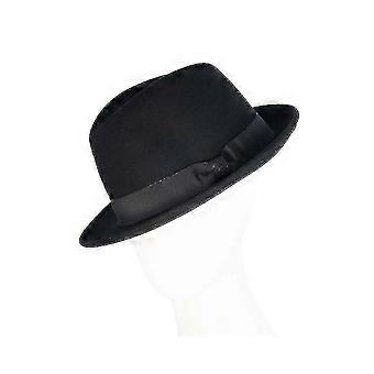 Black Fedora Felt Blues Brothers Homburg Hat X-tra Large (59cm-60cm)