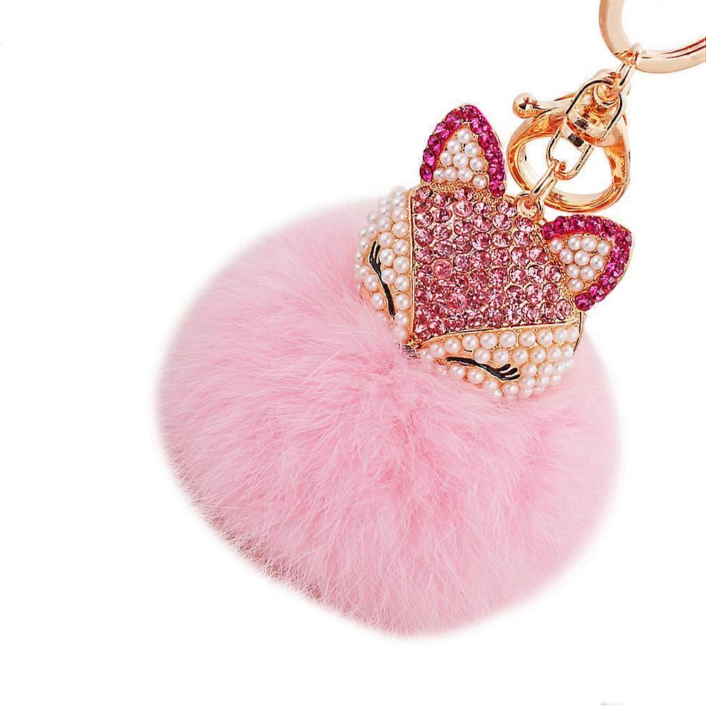 Key Chains For Car Keys Crystal Faux Rabbit Bag Charm Key Chain Jewelry Pink Ball Valentine S Day present
