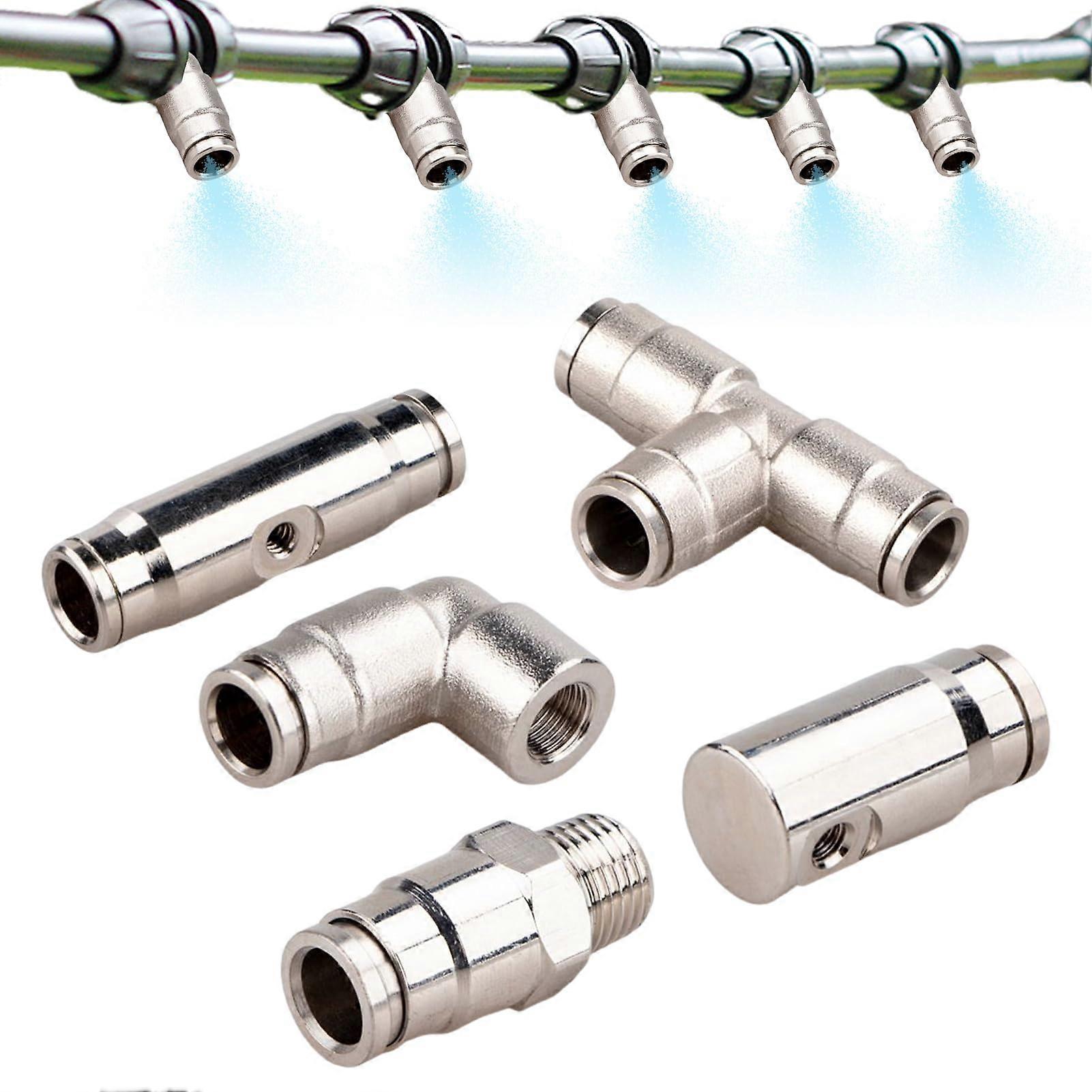 Fog nozzle connector, Fog coupling, 5 cm, 5piece brass fitting set for cooling and irrigation