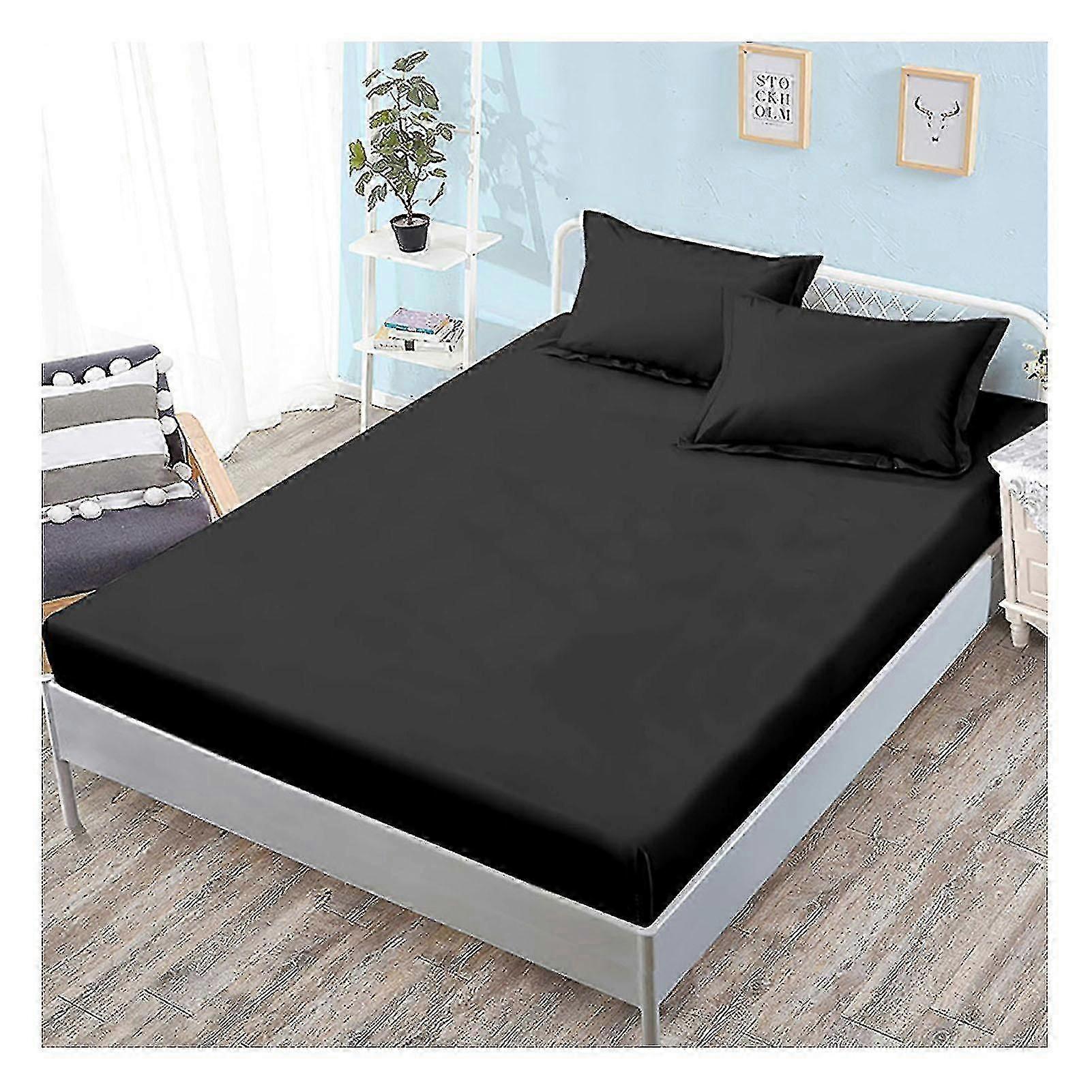 Solid Color Fitted Bottom Sheets Soft Wrinkle Free Fitted Sheet For Home Dormitory And Hotel