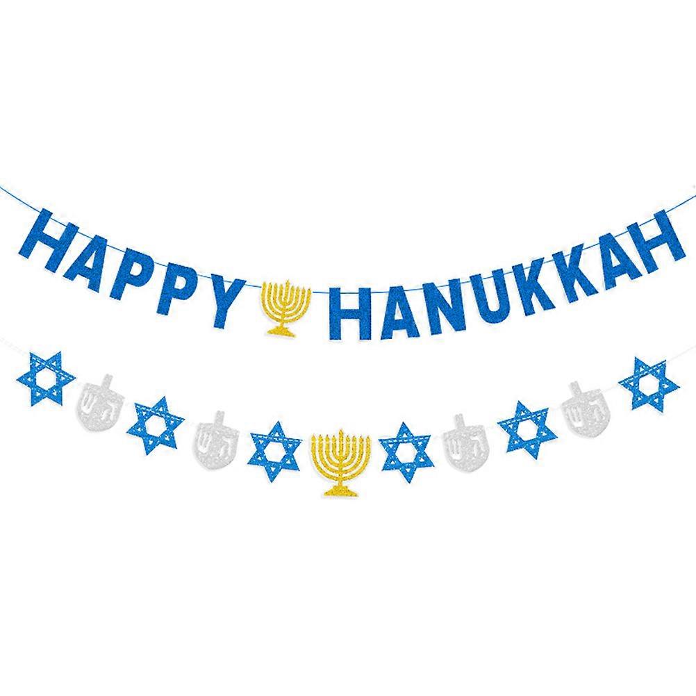 Party Banner Hanukkah Style Decorative Candlestick Shape Paper 300.00X15.00X0.10CM For Celebratory Atmosphere 2Pcs