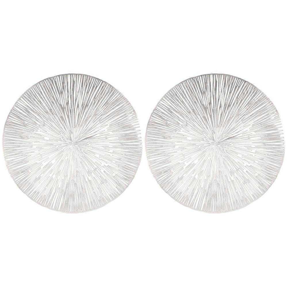 Heat Resistant Table Mat Modern Circle Dining Table Decor Silver 38x38CM Protect Table 2Pcs