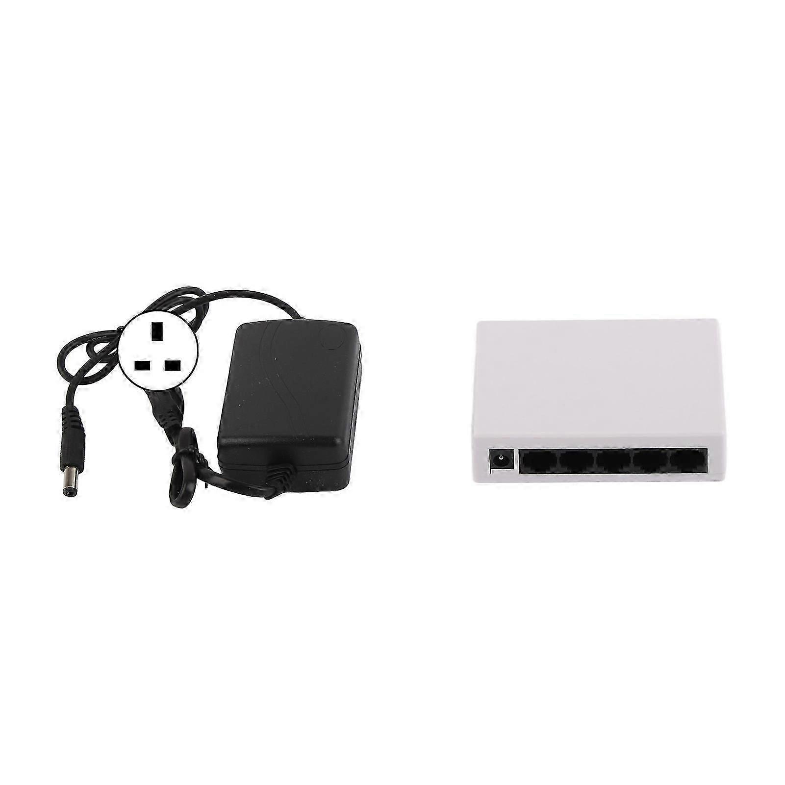 5 Port 10/100Mbps Ethernet Switch Plug and Play Unmanaged Home Network Switch Hub Office Ethernet Splitter 100?240V Plug