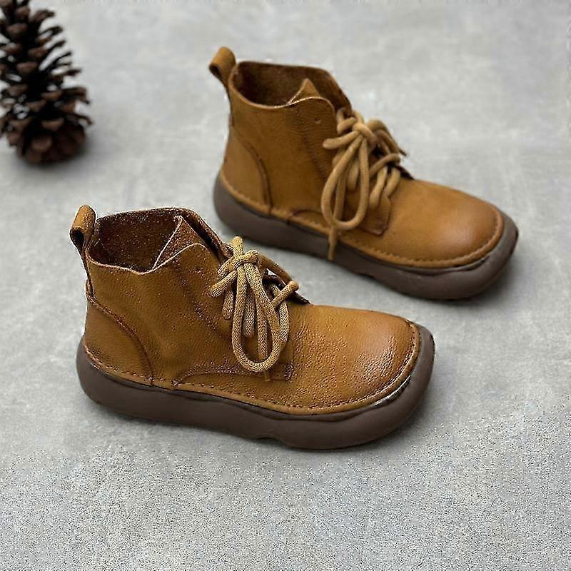 الرجعية جلد طبيعي الأحذية القصيرة إصبع القدم واسعة الدانتيل جلد البقر نعومة نعل أحذية نسائية