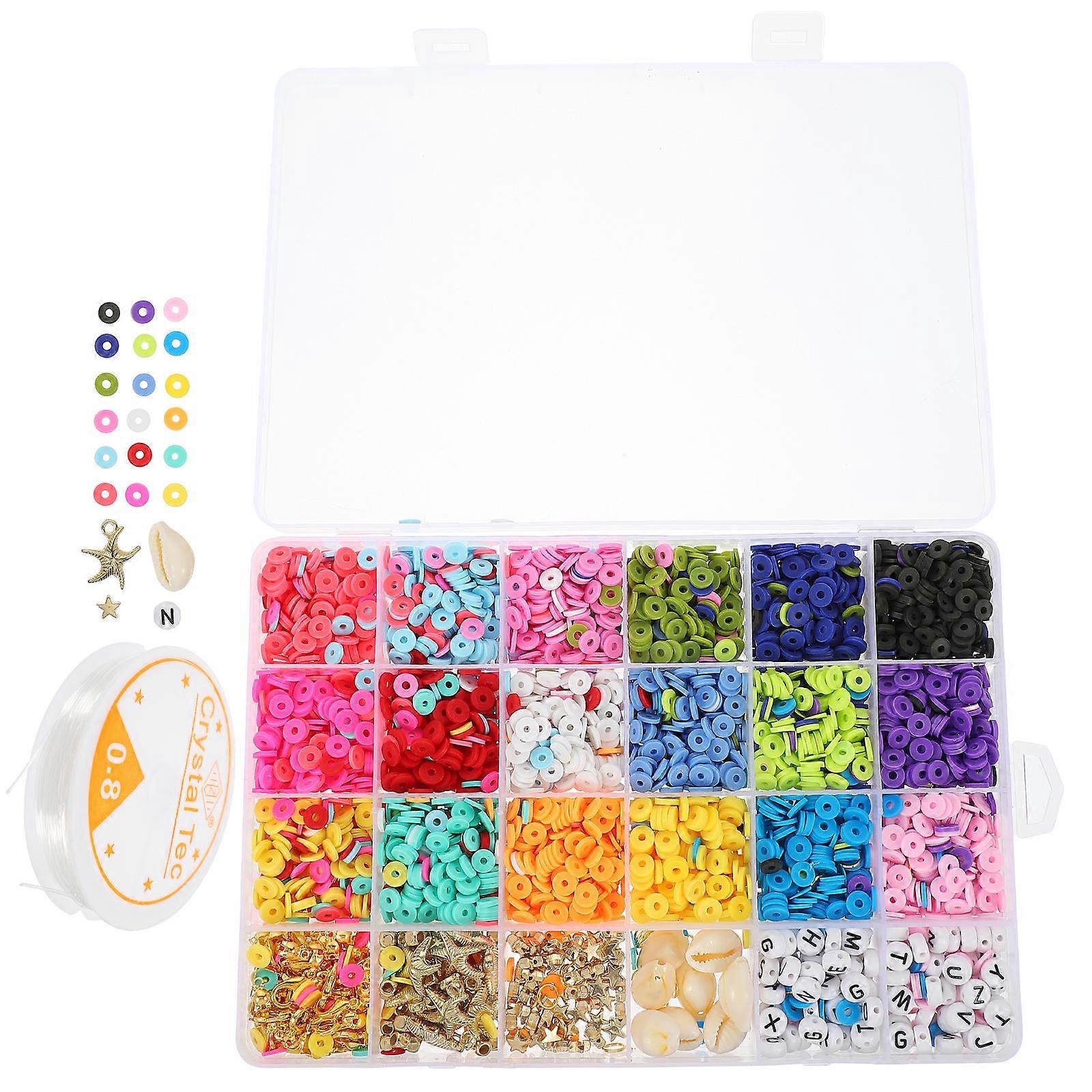 Polymer Clay Beads Set for DIY Jewelry Making – Flat Beads for Bohemian Style Bracelets and Necklaces
