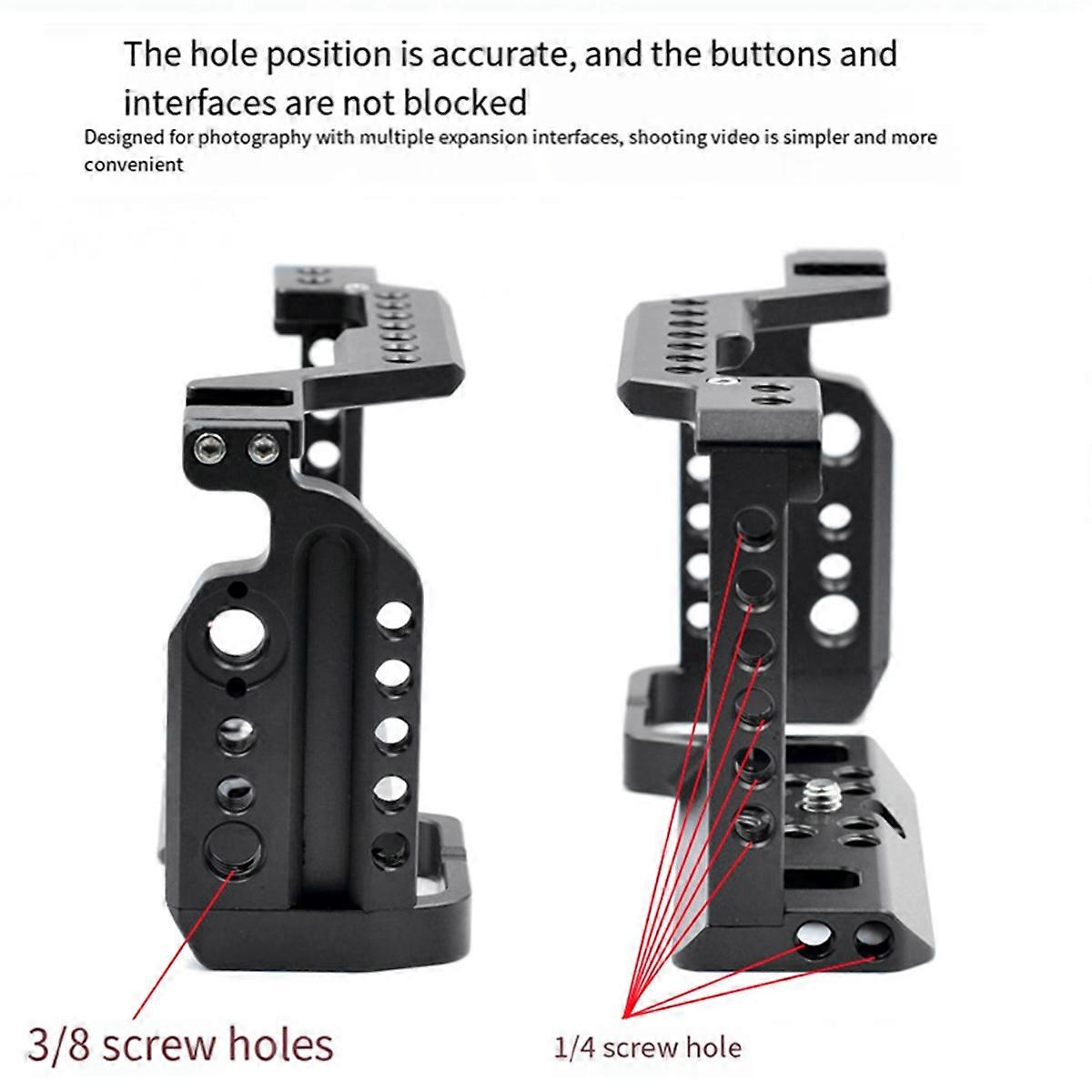 Aluminum Alloy Camera Cage Rig with Cold Shoe Mount for A6000/A6300/A6400/A6500 Cameras Black
