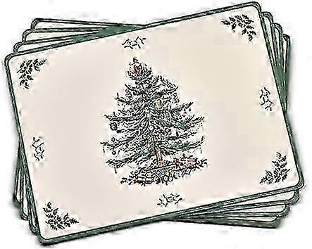 Christmas Tree Series Placemats | Set of 4 | Heat Resistant Mats | Cork Board | Hard Placemat Set for Table | Size 30*45CM Green