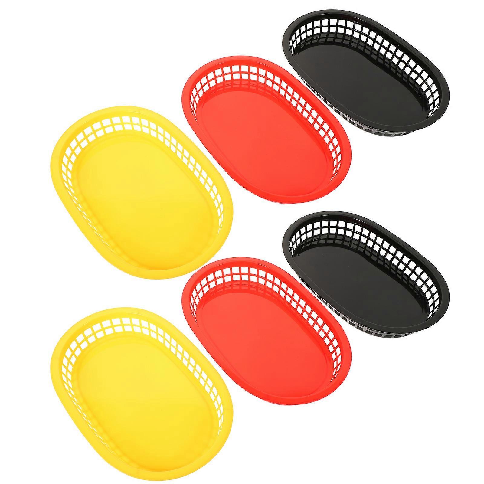 Basket Bread Storage Food Portable Space-Saving Yellow 27.2X17.7X4CM 6Pcs