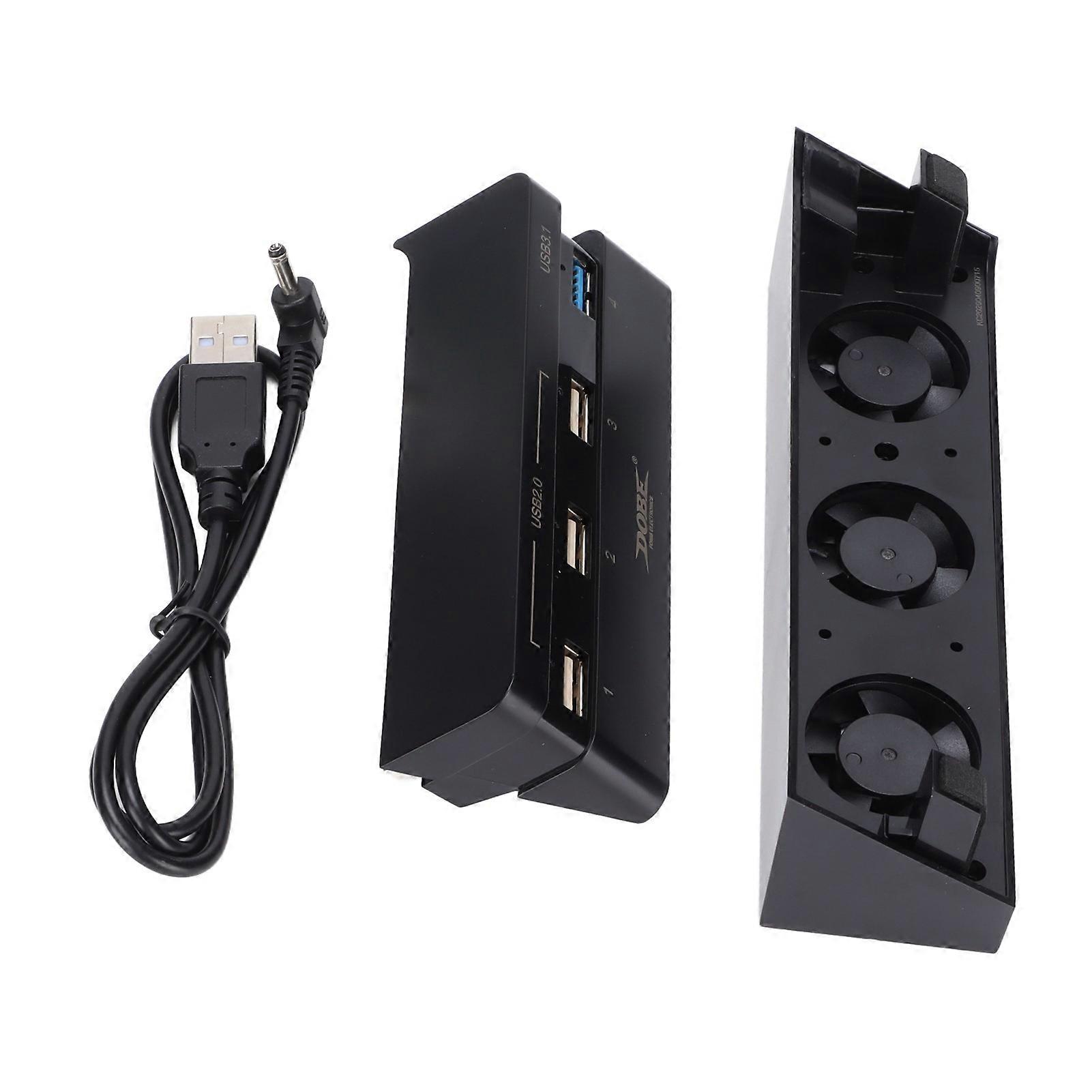 DOBE Cooling Fan & USB Hub Combo Kit 4 Port USB 3.0 Cooler & Adapter Kit for PS4 Slim Game Console