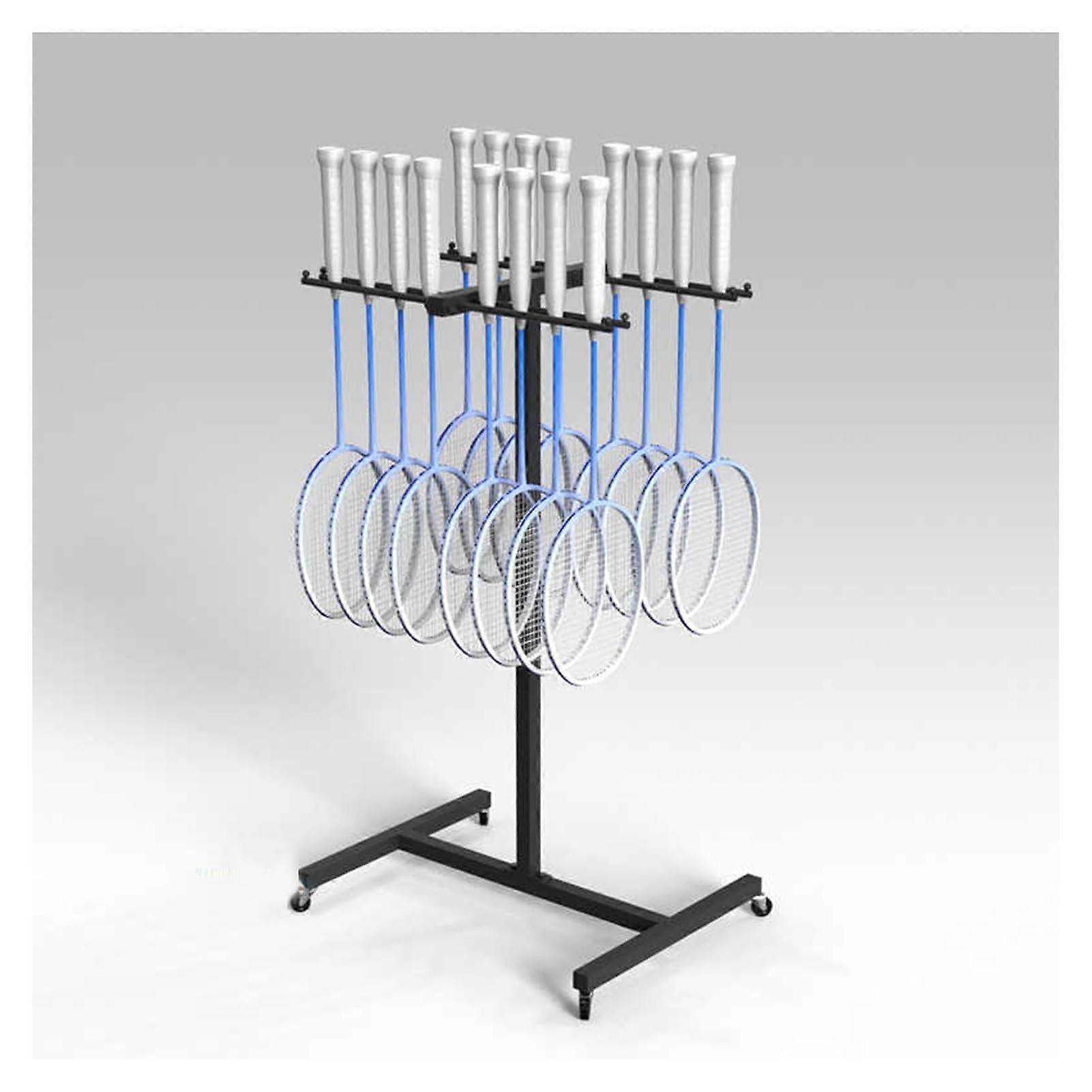 Tennis Racket Storage Rack, Badminton Racket Organizer for 32 Rackets, Tennis Racket Display Stand with Universal Wheel, for Badminton Schools