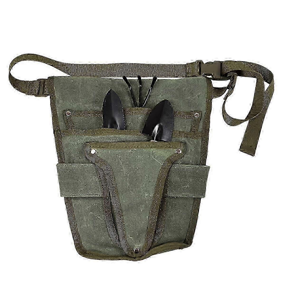 Multi-Pockets Canvas Tool Bag with Belt Tool Pouch for Garden Tools Organization