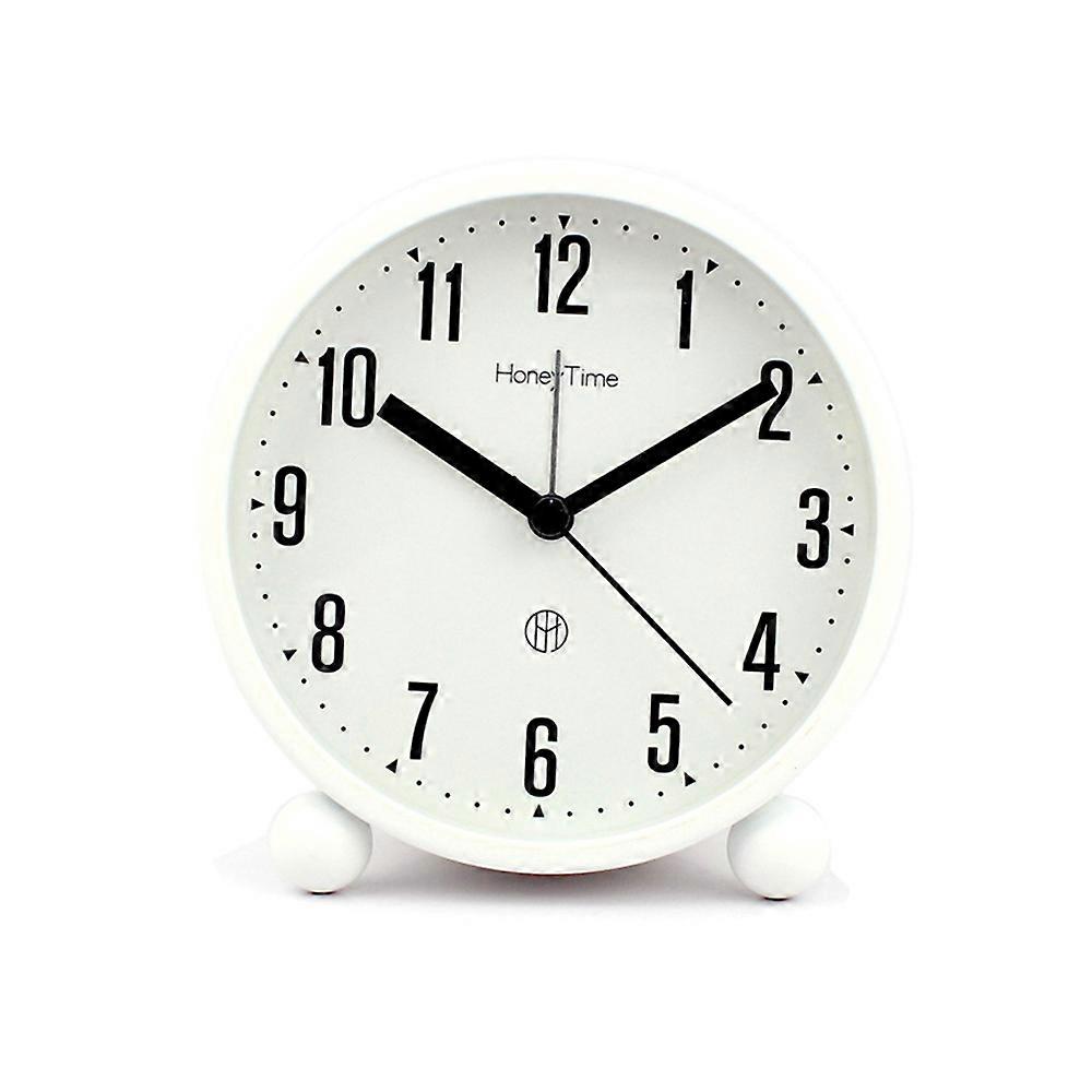 Round Metal Alarm Clock, Desk Clock, Silent Scan Night Light Clock-Style2