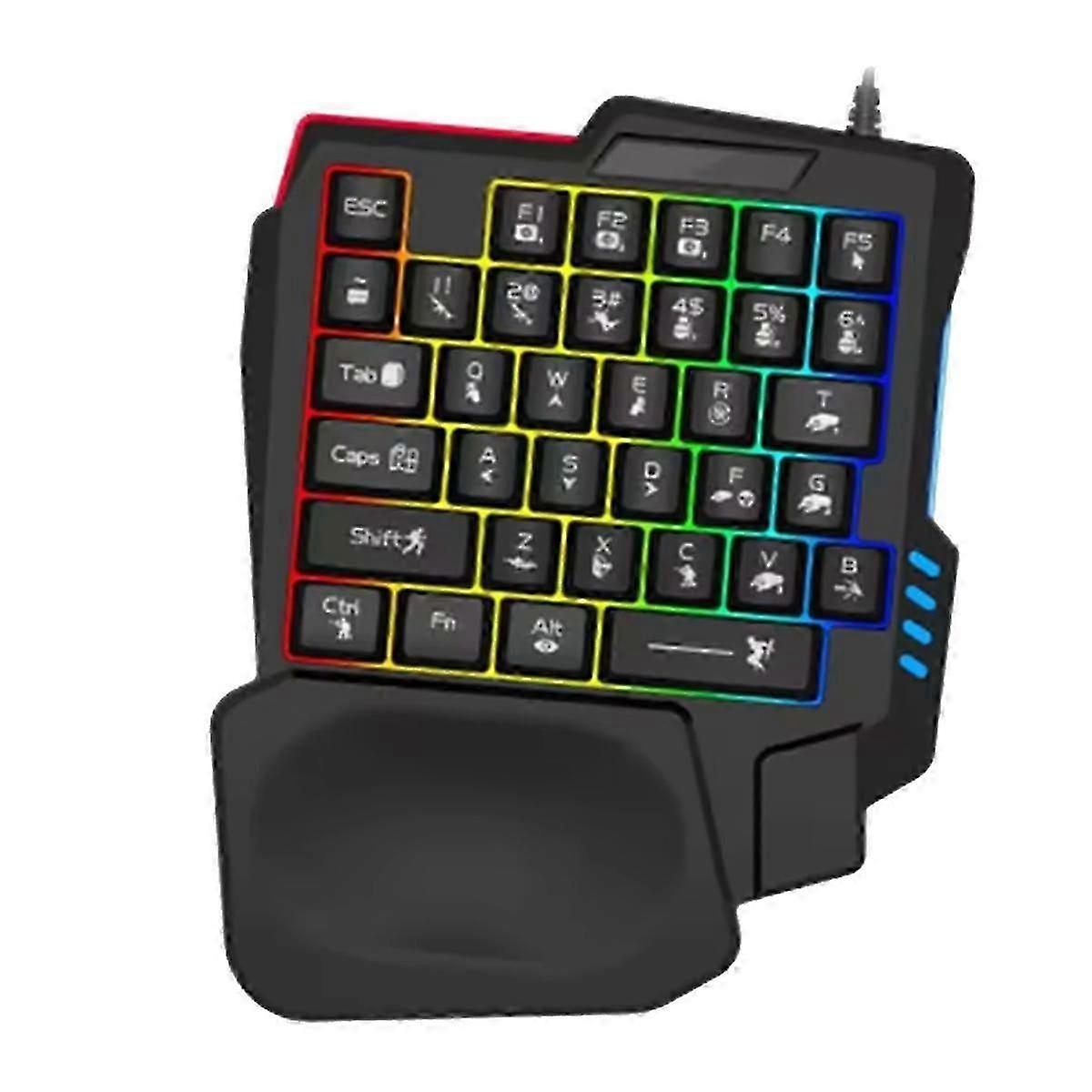 Ergonomics Gaming Keyboard Single Hand Usb Wired 35key One Handedly RGB Backlight Mini Keyboard