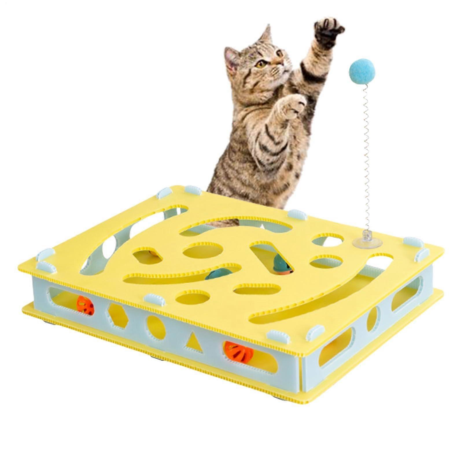Cat Enrichment Toy Interactive Labyrinth Puzzle Box For Cats With Bell Balls And Digging Openings