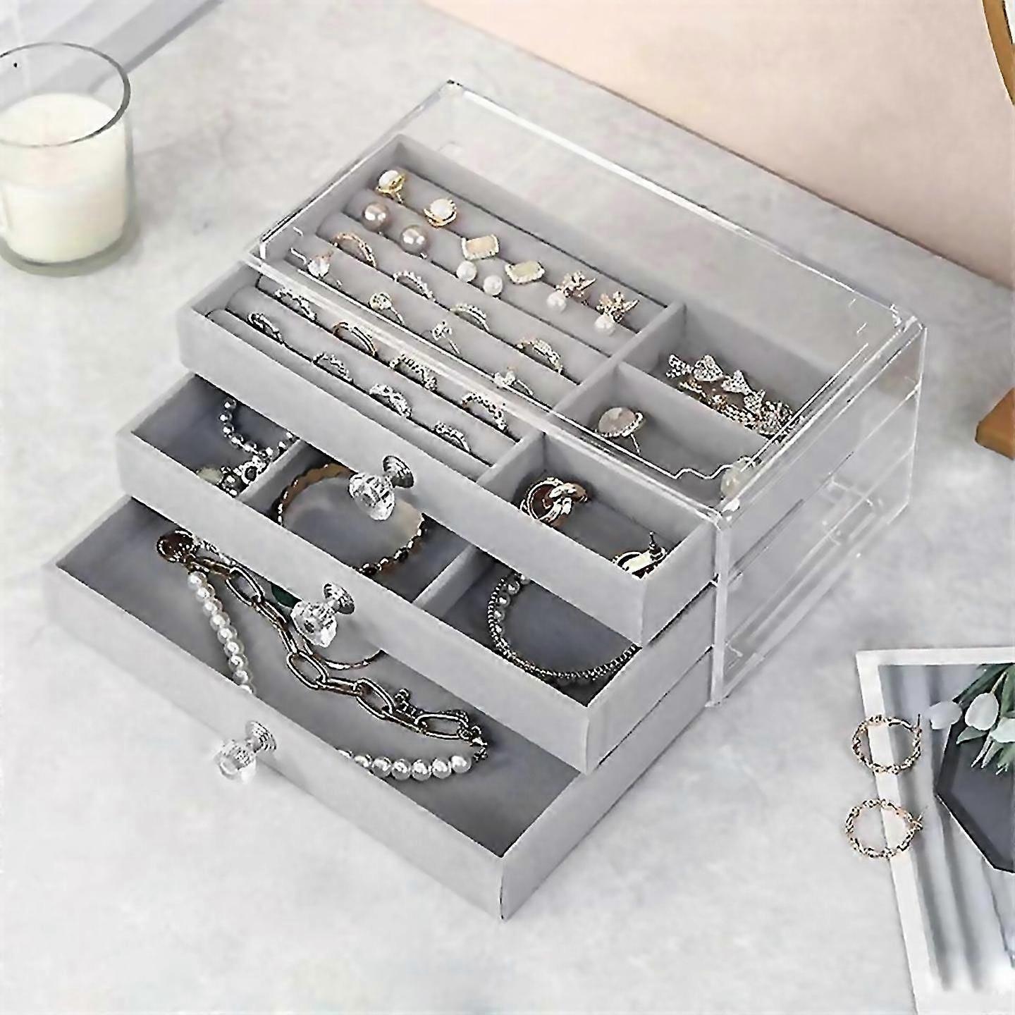 For Jewelry Organizer With 3 Drawers Stackable Display Storage Box,b