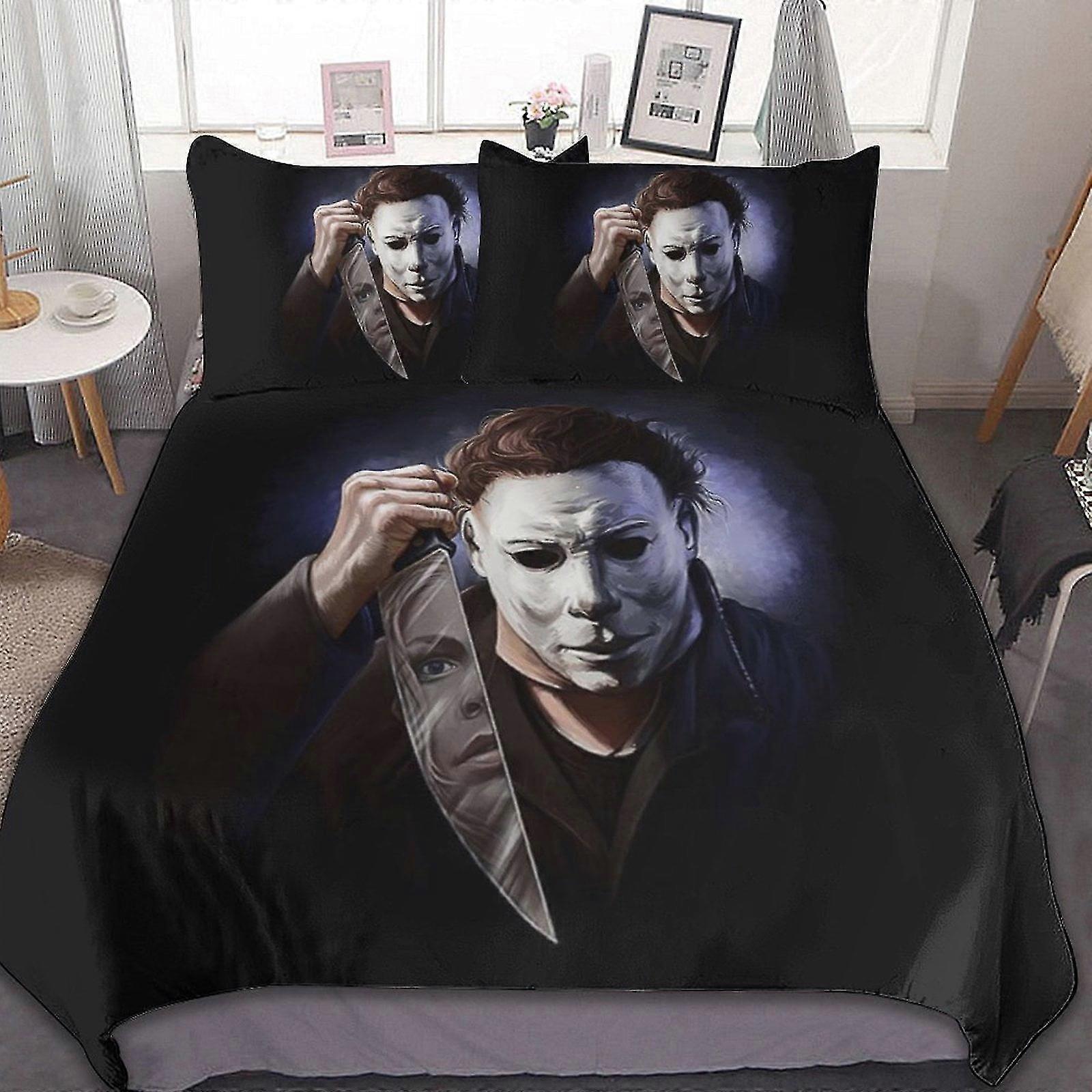 Halloween Themed 3 Pcs Bed Sheets Set Breathable Duvet Cover with 2 Pillow Shams Soft All Seasons Bedding Set