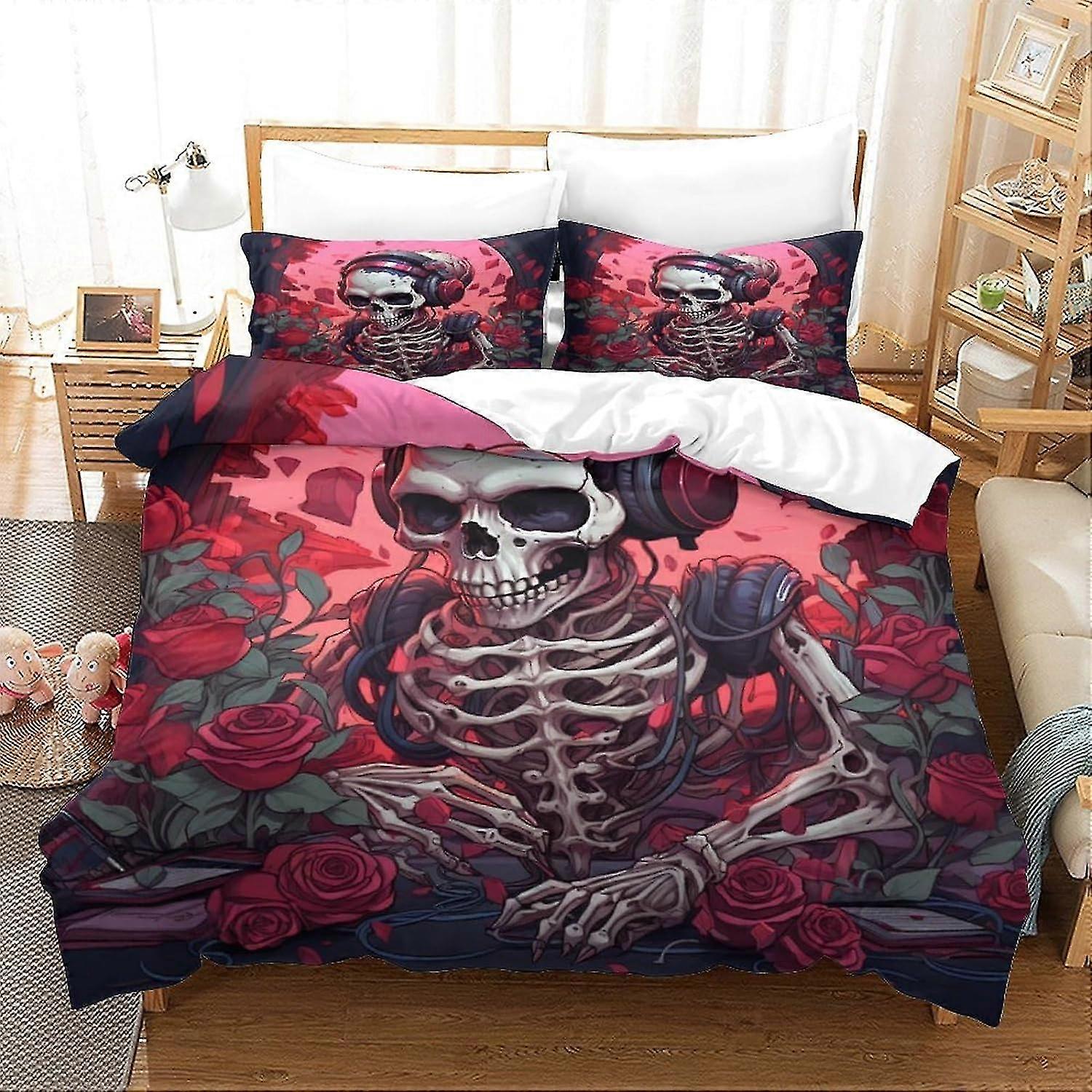 Human Skeleton Bedding Sets Duvet Cover Game Controller Bed Collection for Teens Without Comforter Sheet King