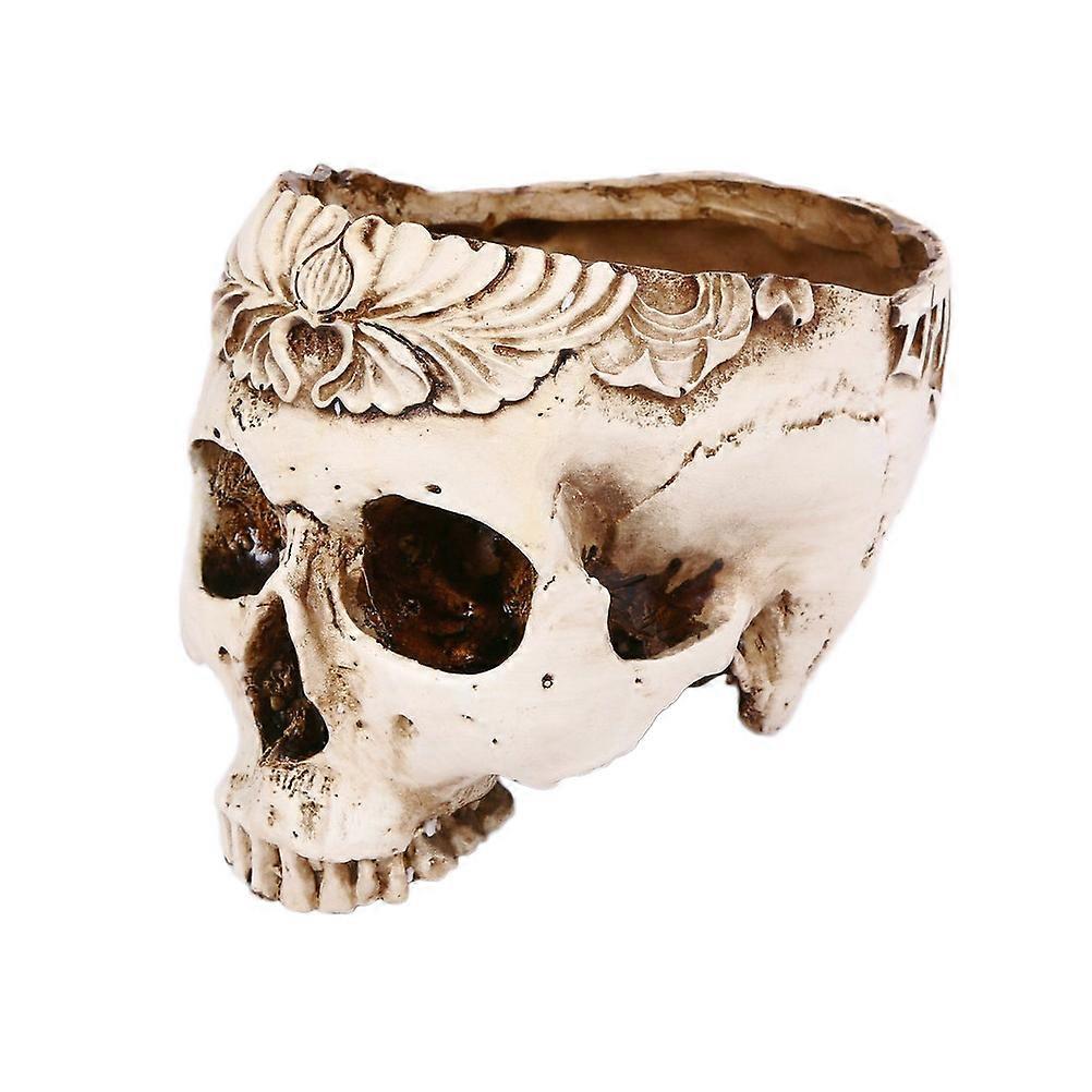 Decorative Skulls Resin Flowerpot Halloween Decoration 22x15cm 1Set