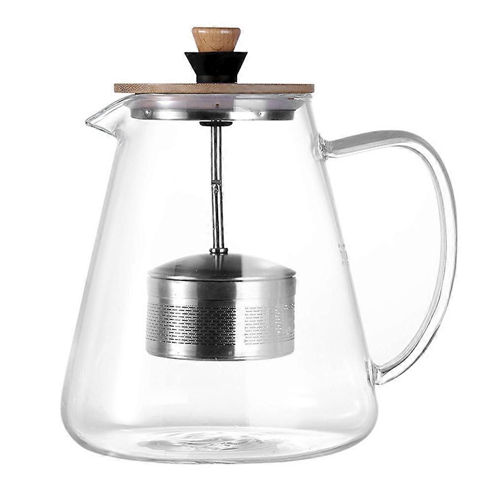 Glass Kettle Tea Pot with Stainless Steel Infuser Smooth Water Flow for Office 16X10X10CM 1Pack