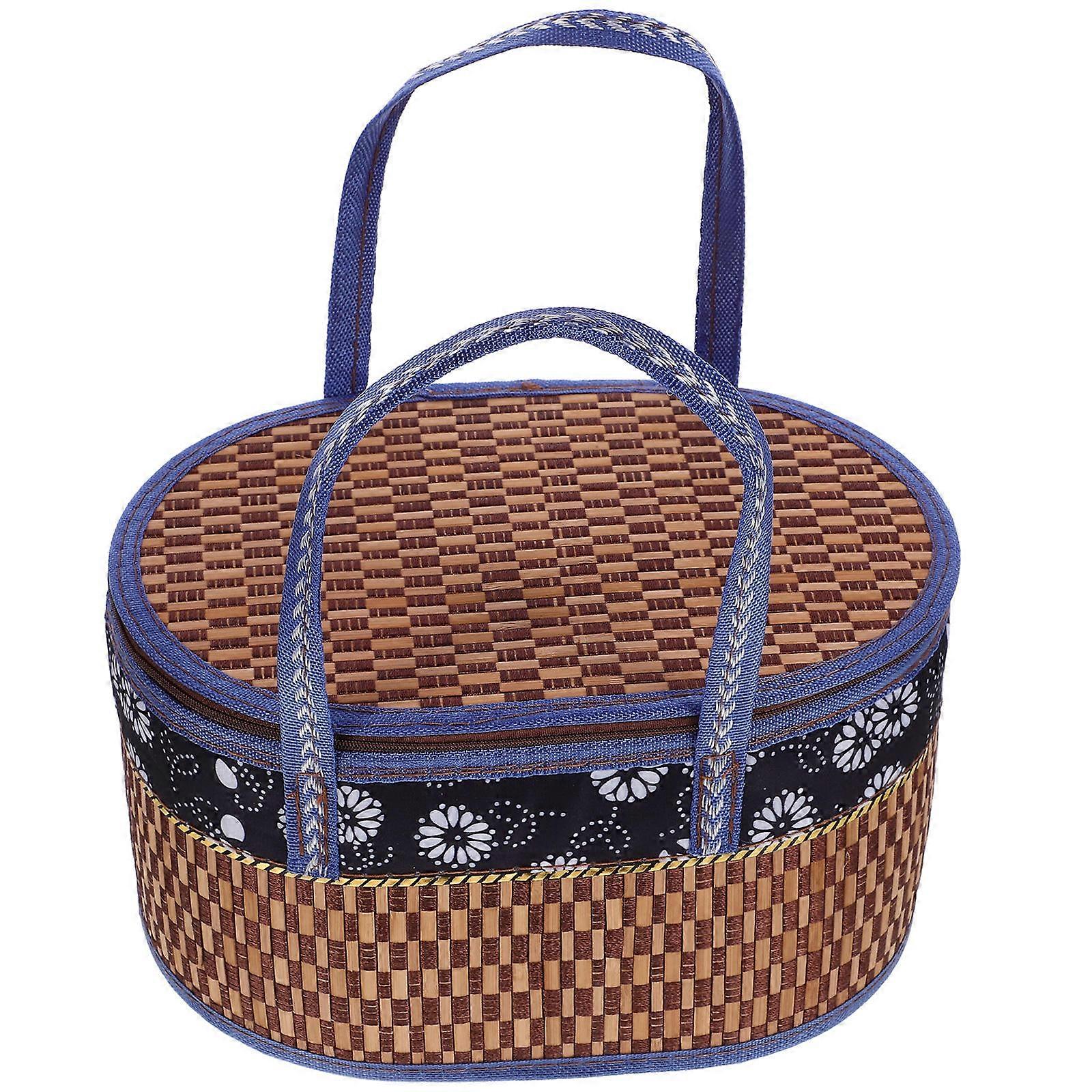 Lightweight Foldable Bamboo Woven Storage Basket with Handle for Picnic, Fruit, Vegetable, and Flower Display – Portable Organizer for Gift Packaging