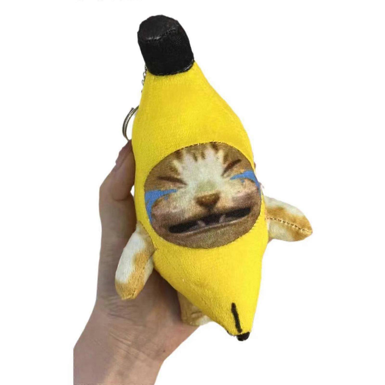 Crying Sounds Keychain, Funny Cat and Cute Banana Design Making Banana Keychain Cat for Backpacks Handbags