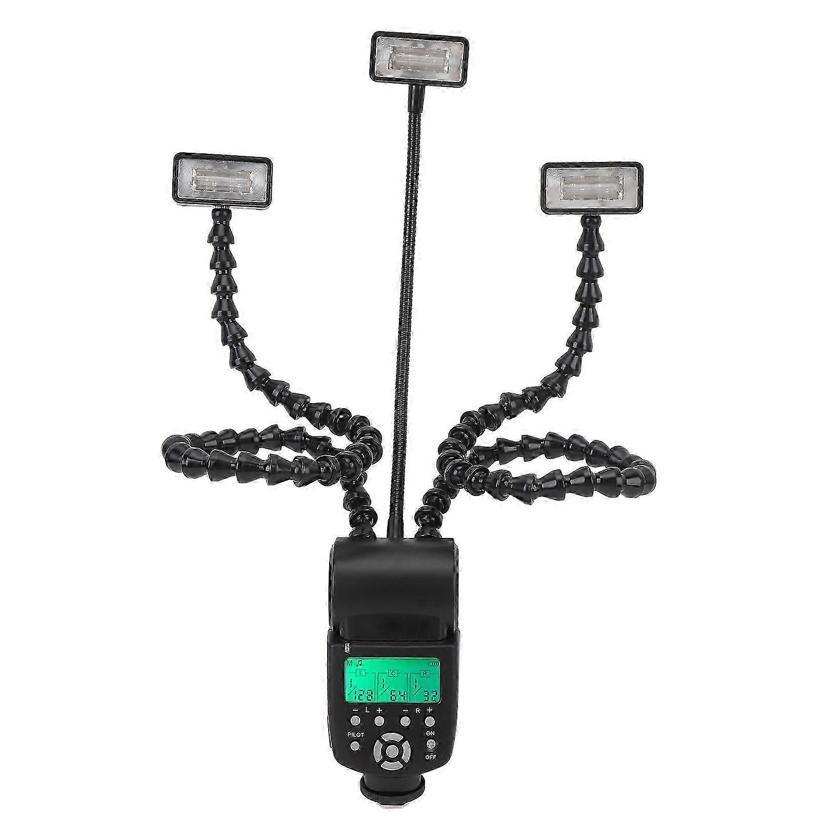 3-Head Flexible Camera Macro Flash - High Gn 40 With Adjustable Arms For Versatile Lighting