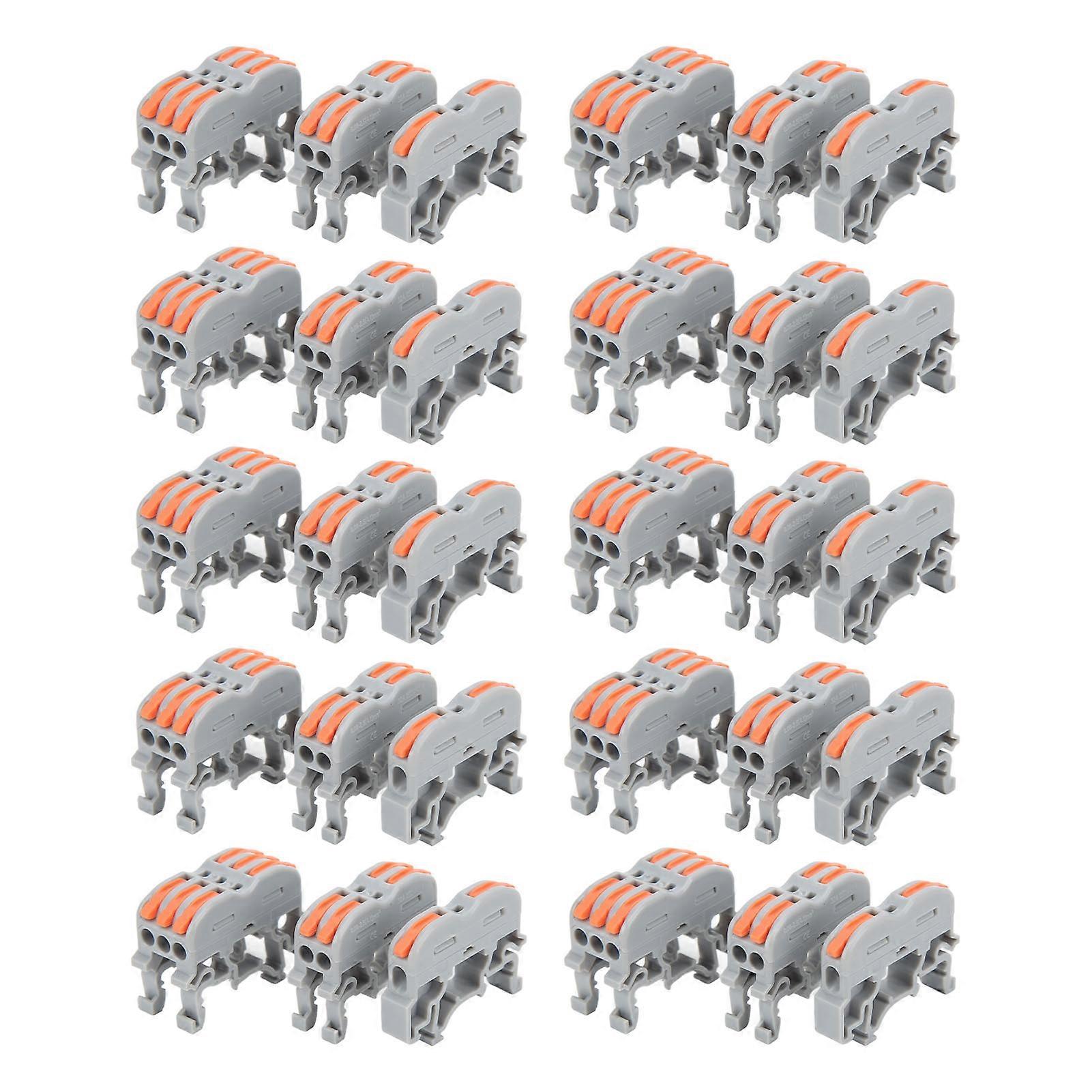 30pcs Rail Type Compact Wire Splicing Connector Fast Wiring Terminal Block for Lighting