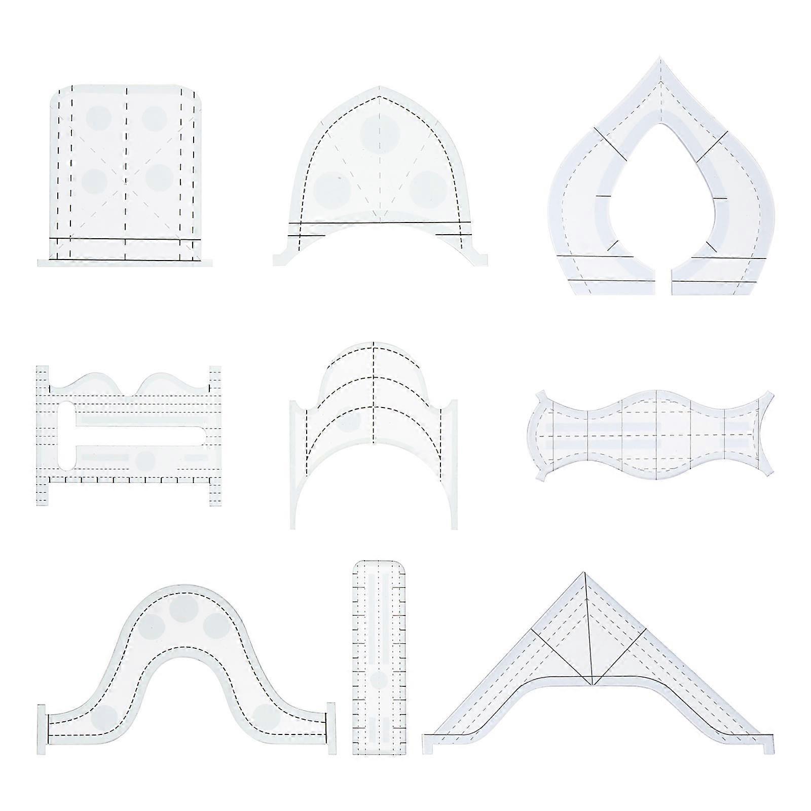 Transparent Acrylic Sewing Template Ruler for Quilting 9pcs Combination Package