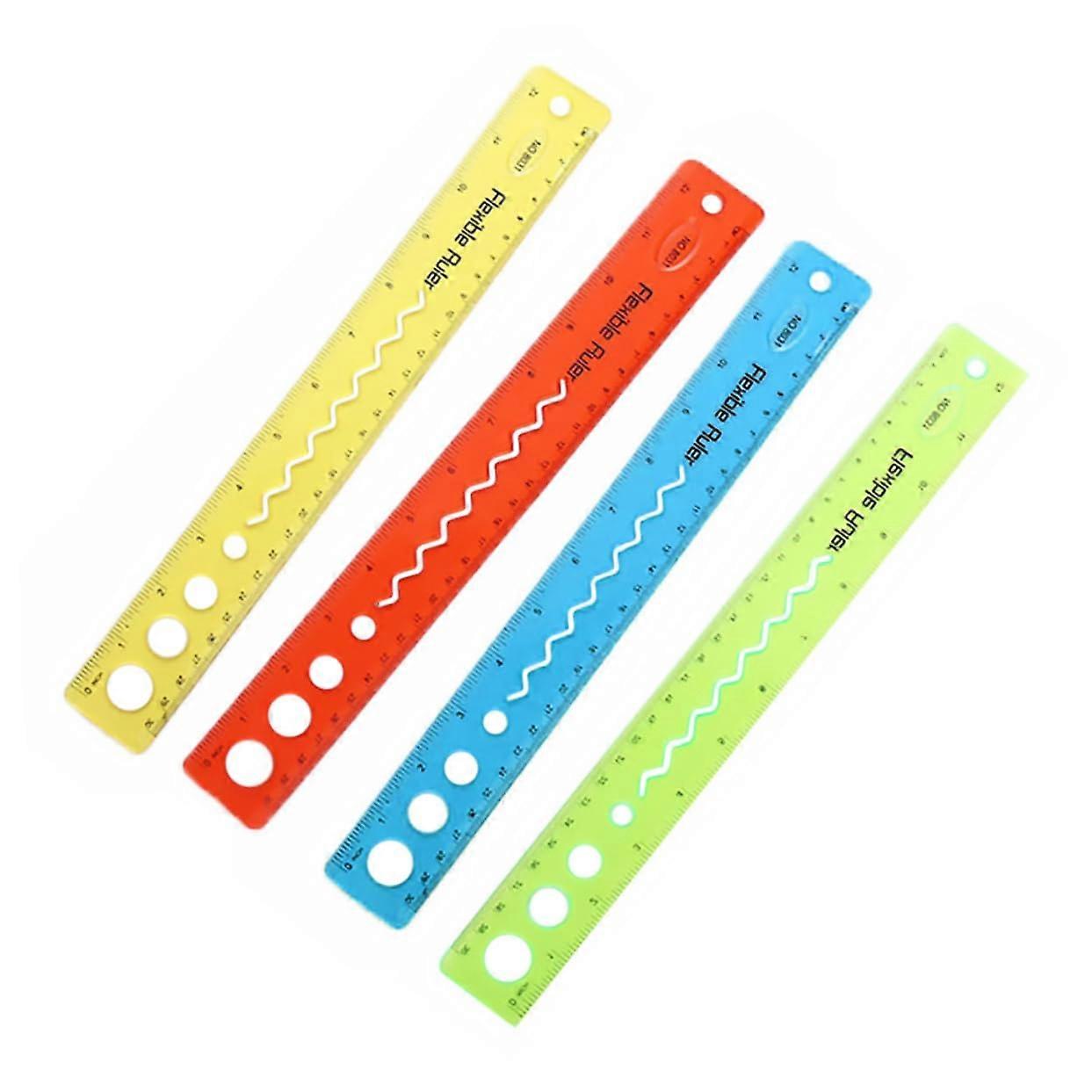 Flexible Rulers 4-Pack Durable Wear-Resistant Rulers for School and Home