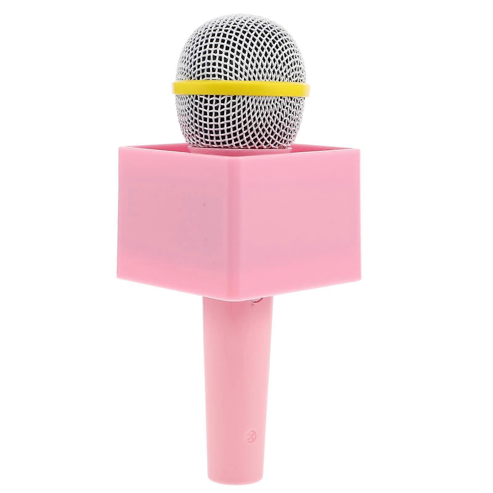 Retro Design Microphone Prop For Kids Pretend Play Karaoke Stage Performance Pink 18.00X7.00X7.00CM 1Pcs