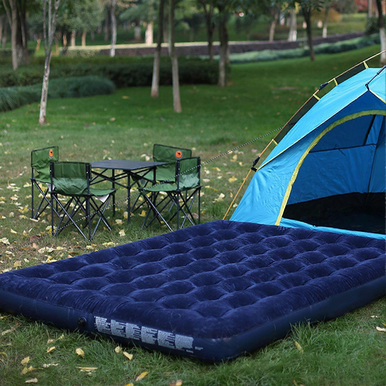 Inflatable Mattresses Thickened High Resilience Flocked Top Easy To Inflate Camping Portable Sleeping Mat 