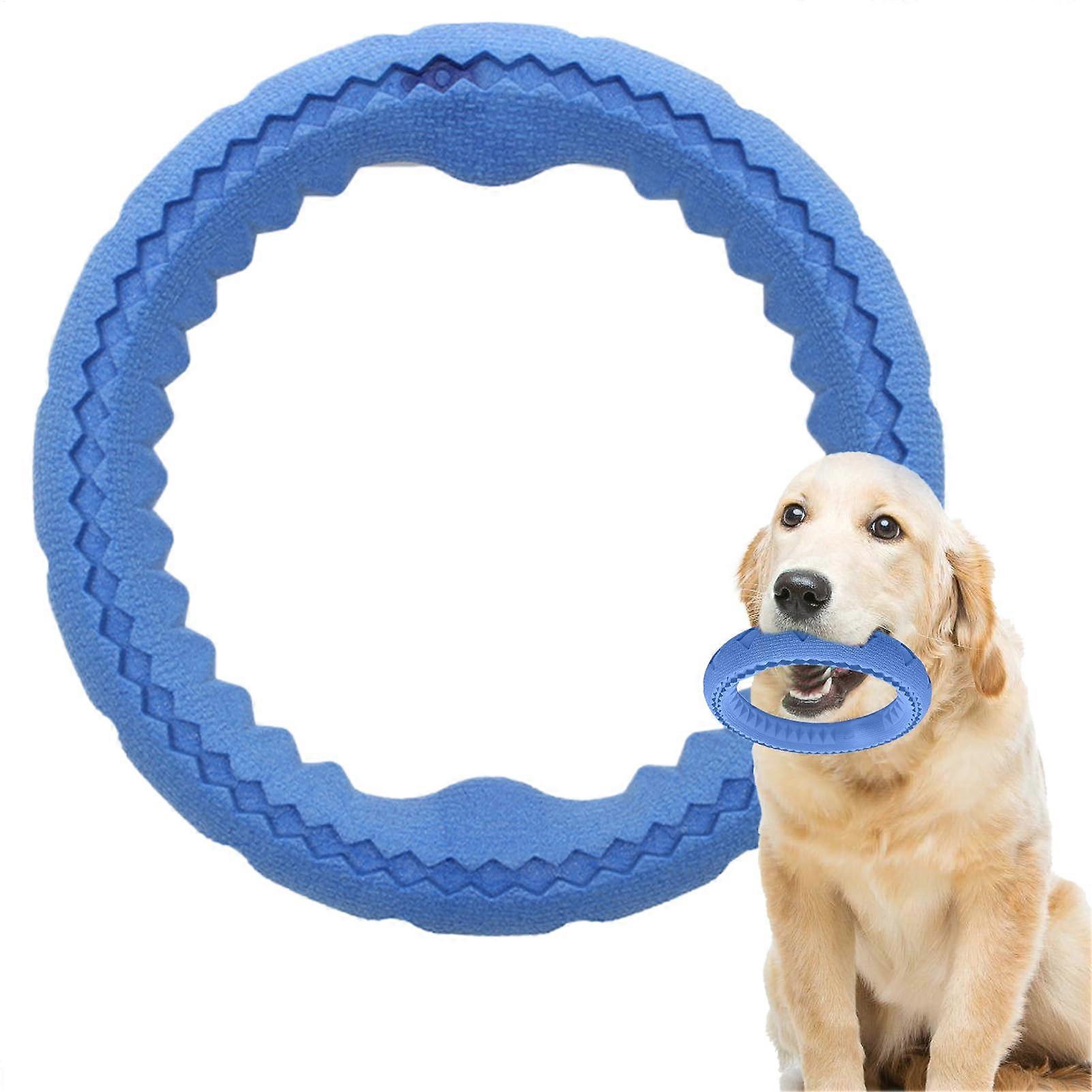 Dog Chew Toy Ring, Soft Rubber Ring for Dogs, Interactive Training Toys for Teething, Blue