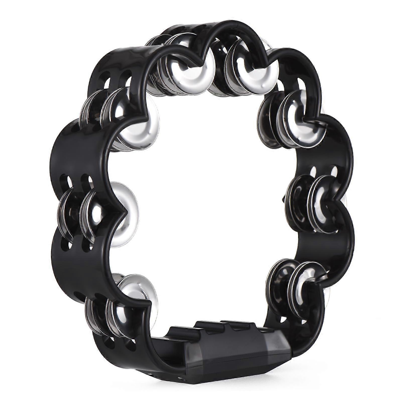 Tambourine for Adults with Metal Bells, Hand-Cranked Double Jingles, Ideal for Parties and Schools