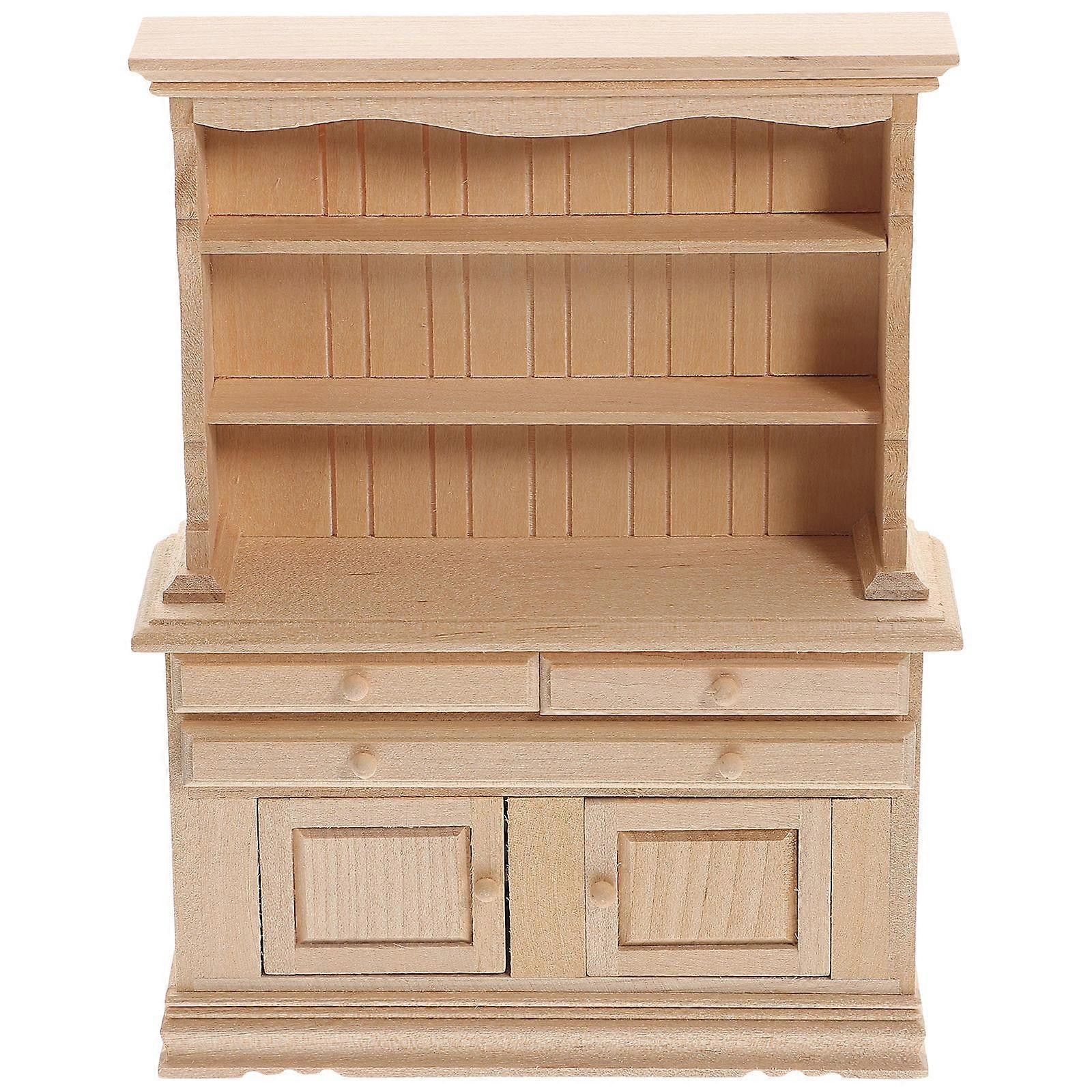 Miniature Cabinet Model Wooden Mini House Furniture Rustic Design For Hobbyists 1/12 Scale Diy Decorative 1Pack