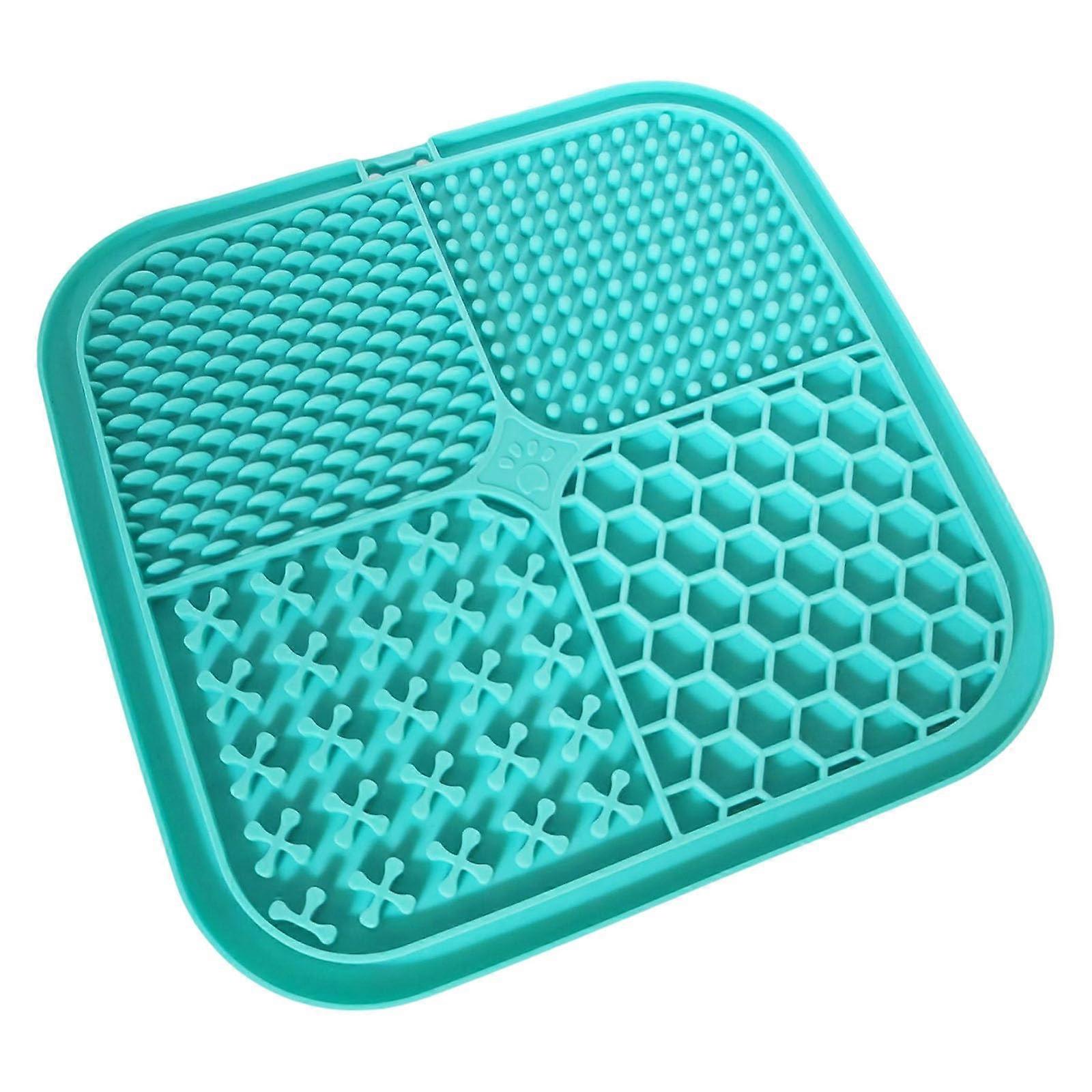 Structured Slow Feeder Mats for Pets, Food-Safe Silicone, Anti-Slip Base, Blue, 12x12 Inches